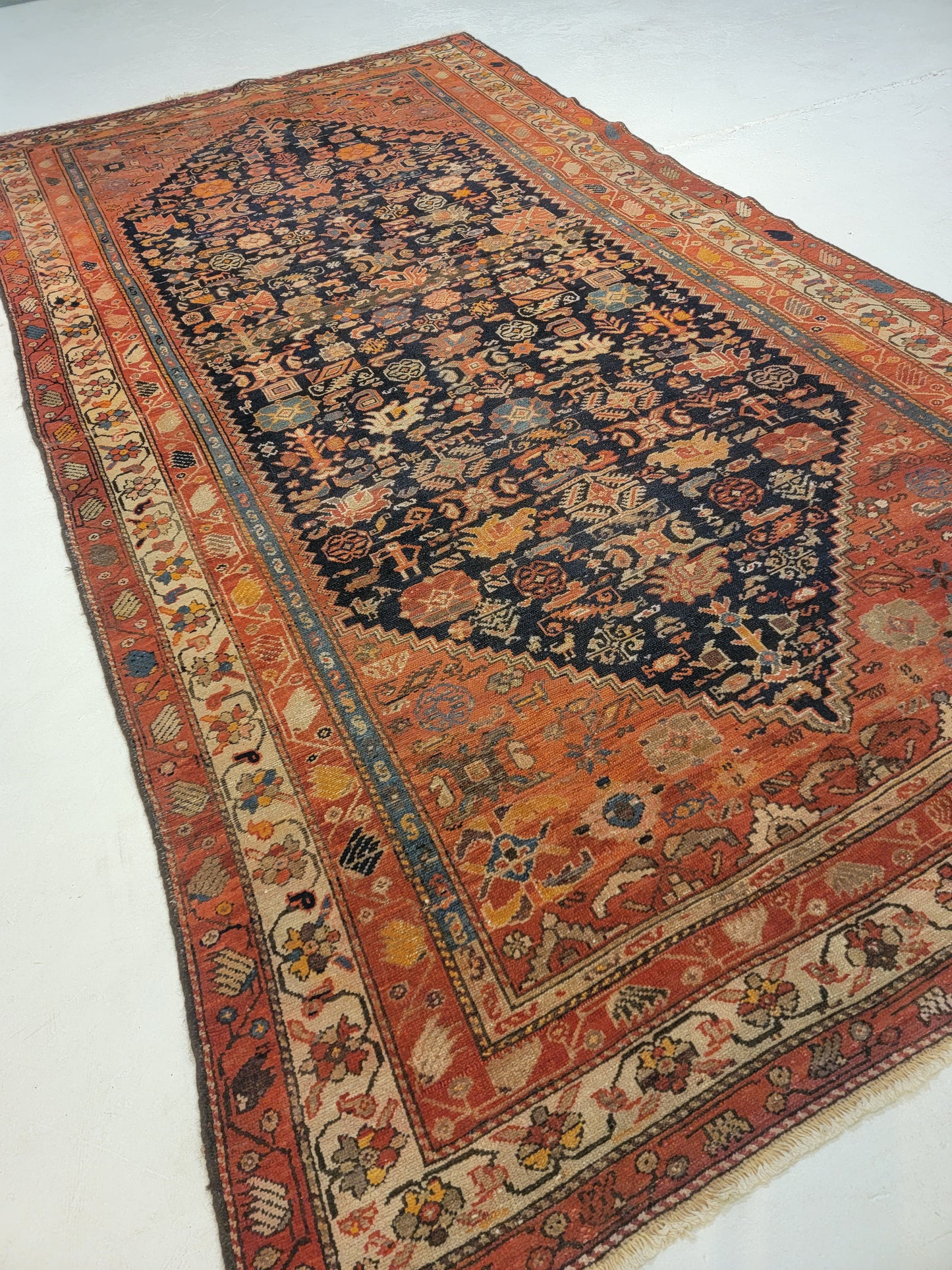 Antique Hand-Knotted Wool Area Rug Malayer Herati 6'7" x 12'3"