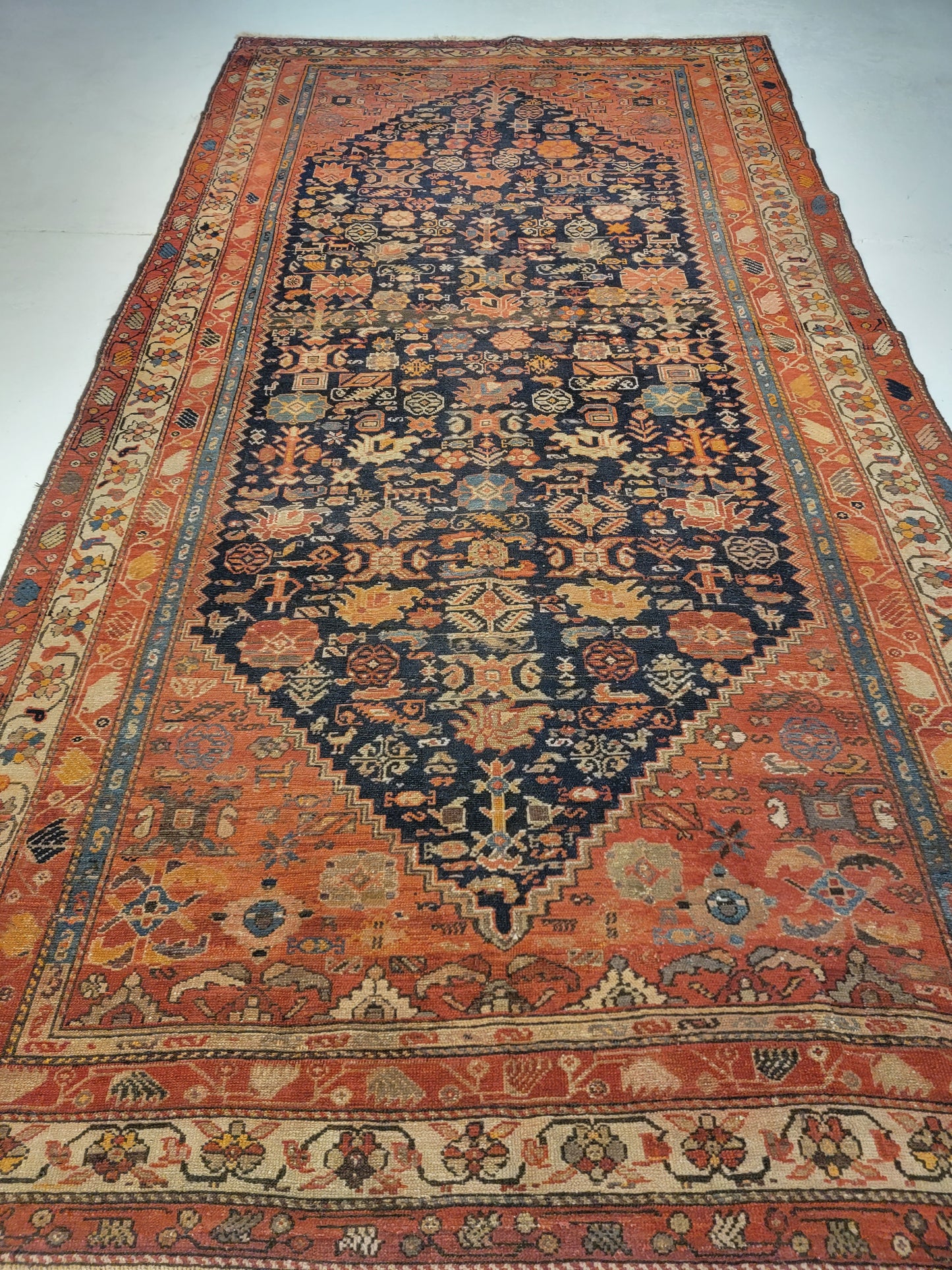 Antique Hand-Knotted Wool Area Rug Malayer Herati 6'7" x 12'3"