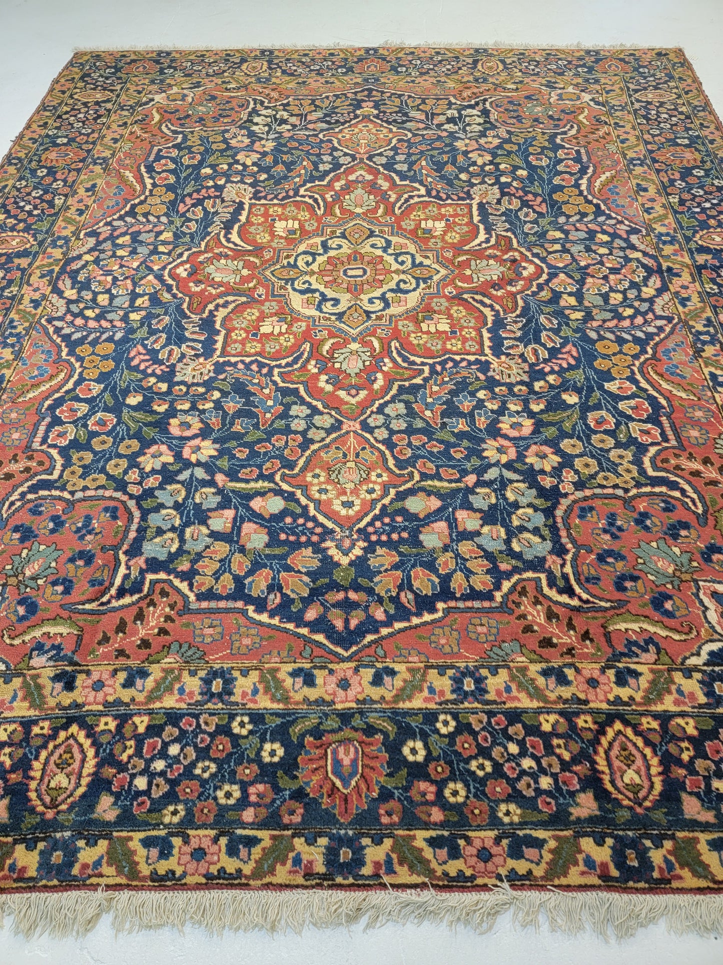 Antique Hand-Knotted Wool Area Rug Tabriz Khoy 8'7" x 10'8"