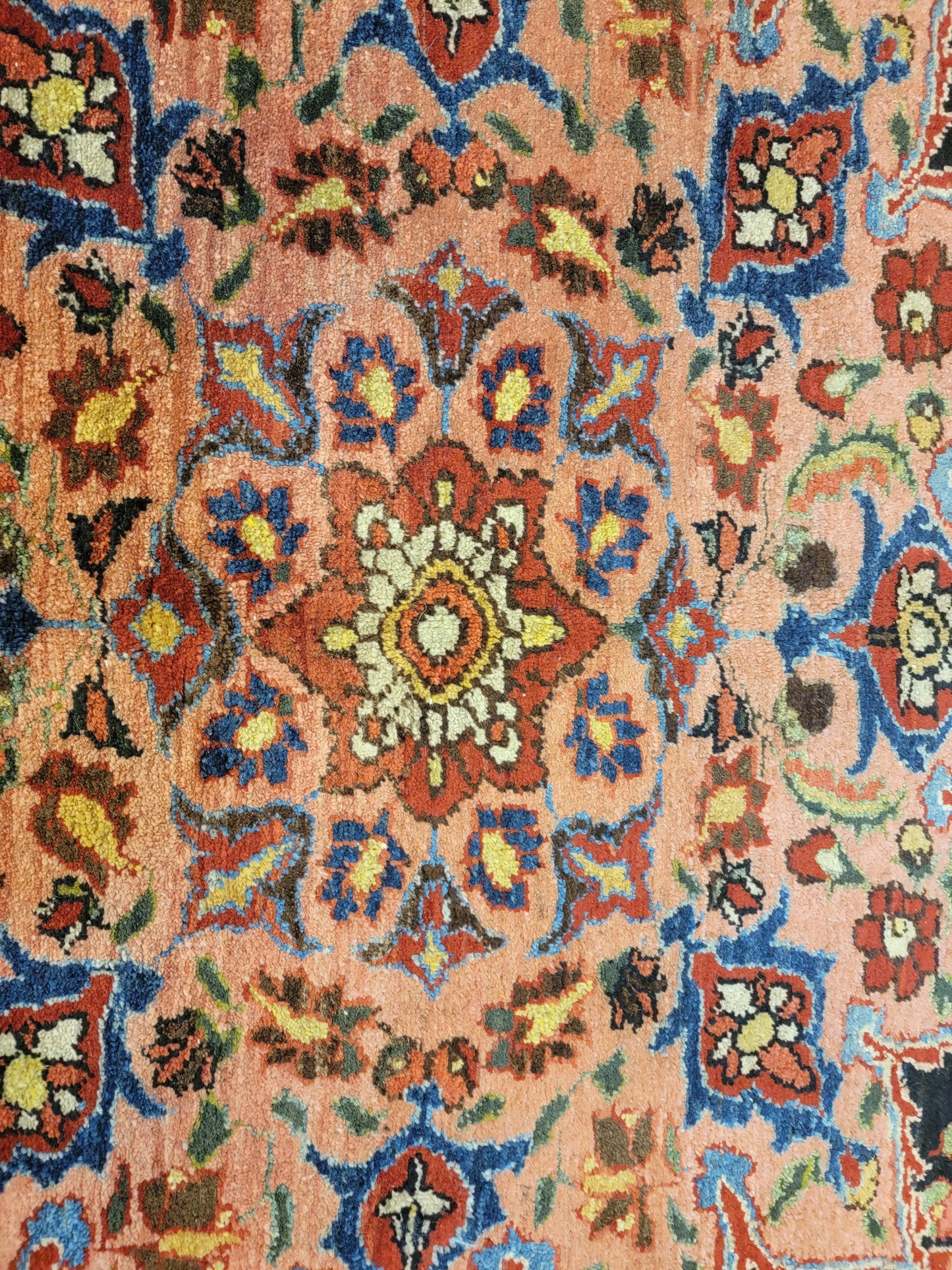 Antique Hand-Knotted Wool Area Rug Bakhtiari Saman 7'2" x 10'3"