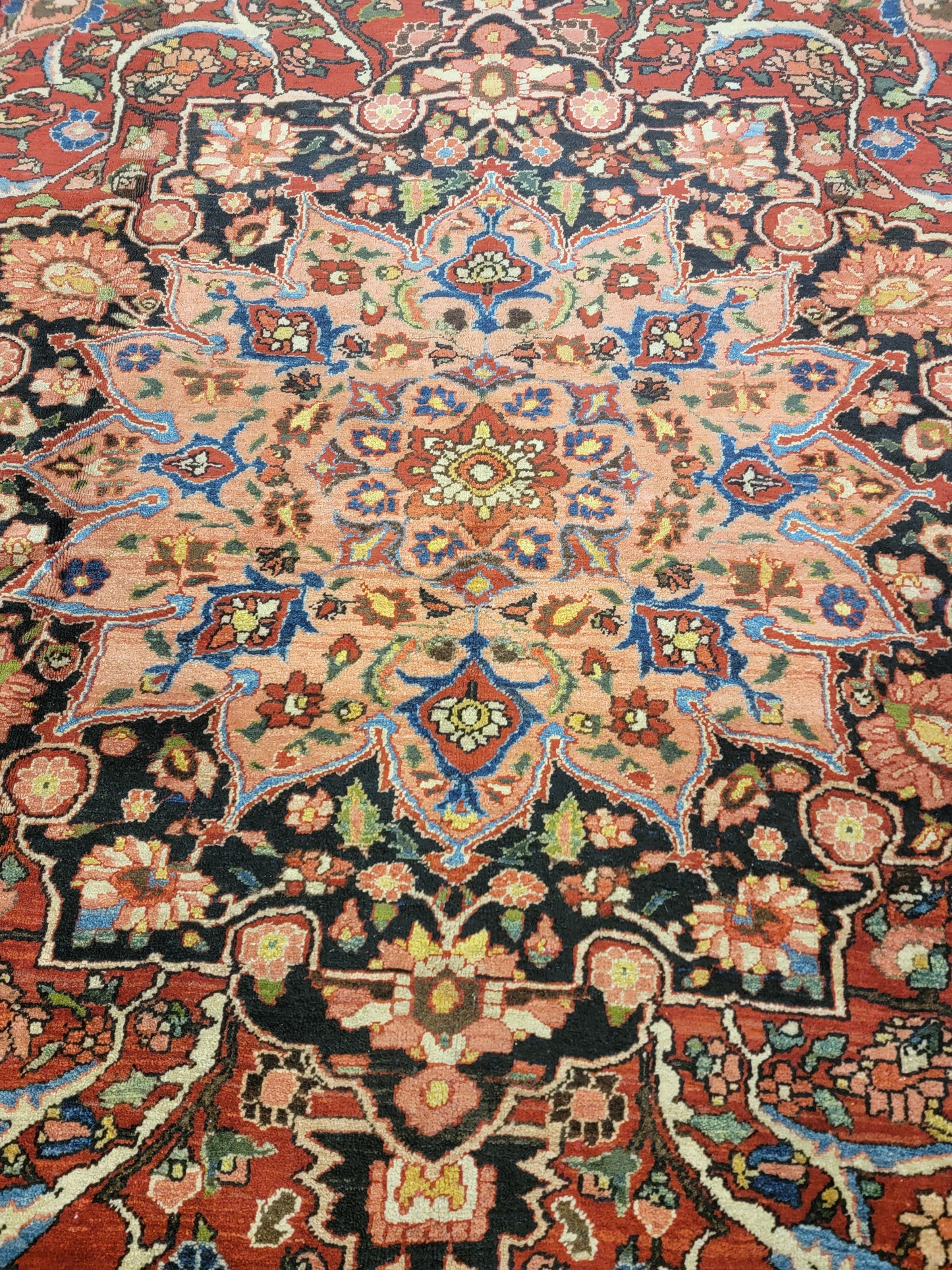 Antique Hand-Knotted Wool Area Rug Bakhtiari Saman 7'2" x 10'3"