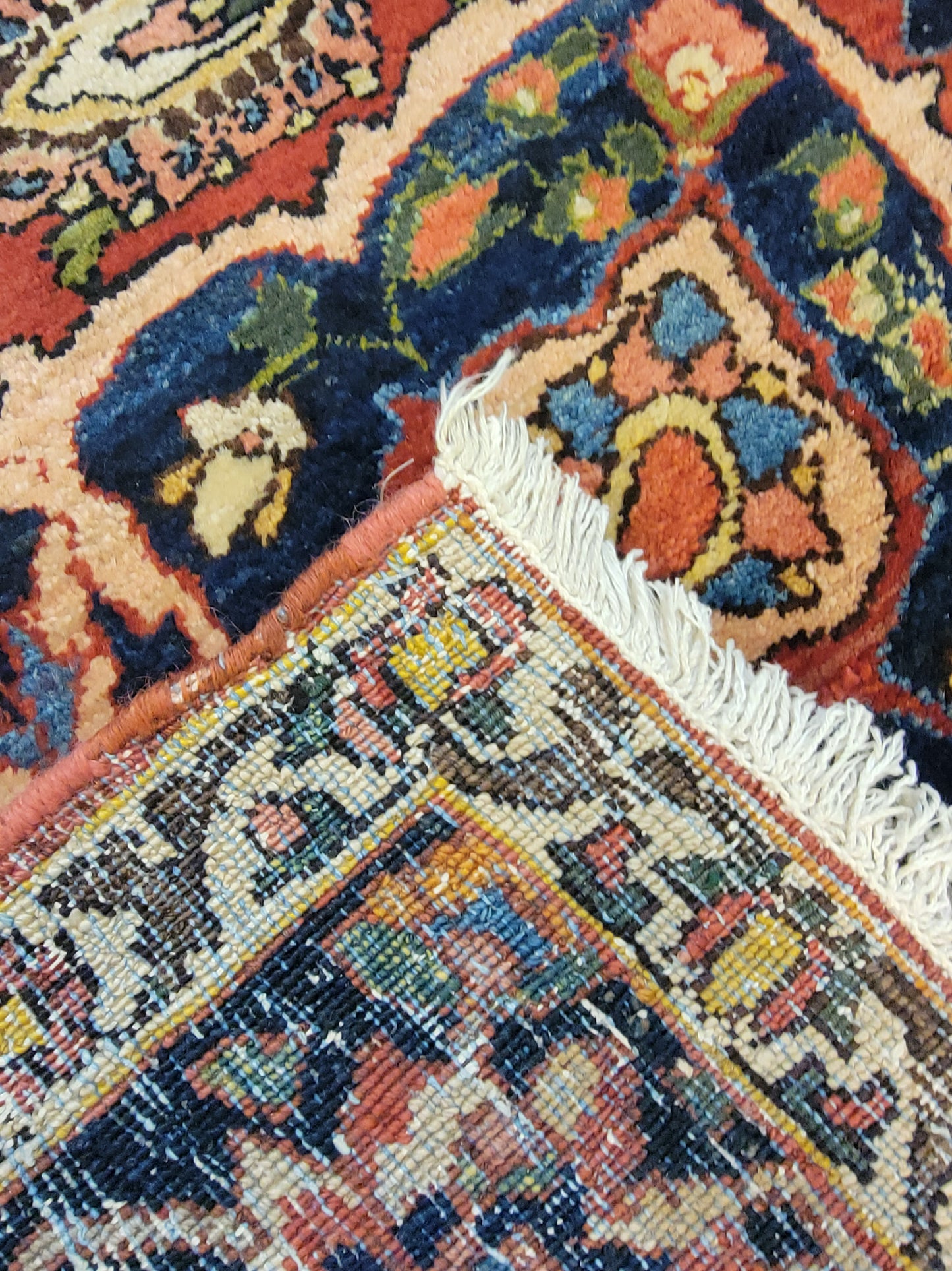 Antique Hand-Knotted Wool Area Rug Bakhtiari Saman 7'2" x 10'3"