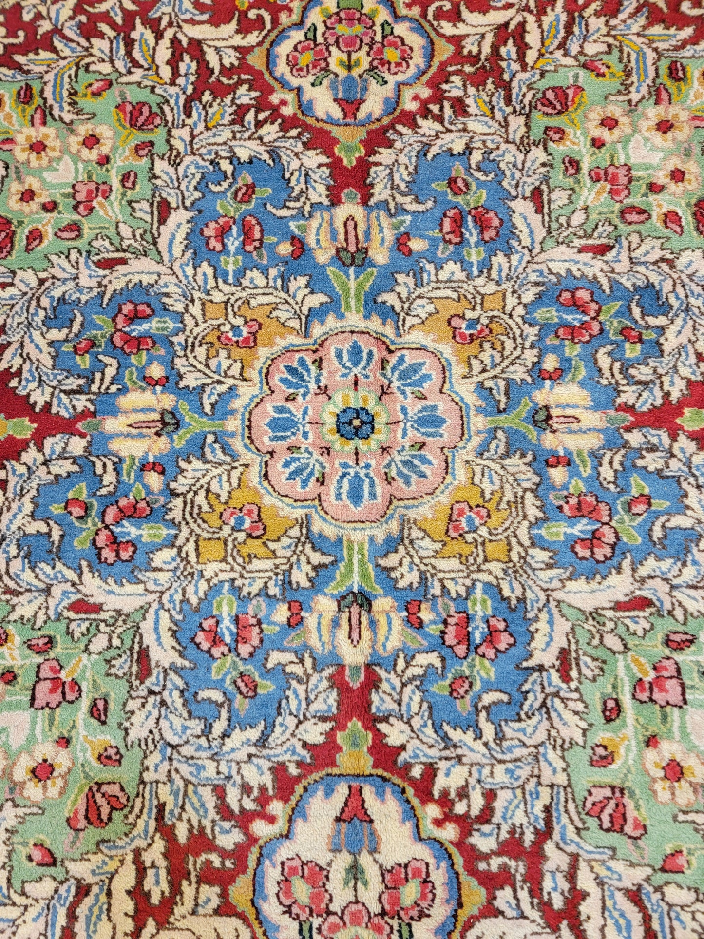 Antique Hand-Knotted Wool Rug Kerman 11'2" x 14'8"