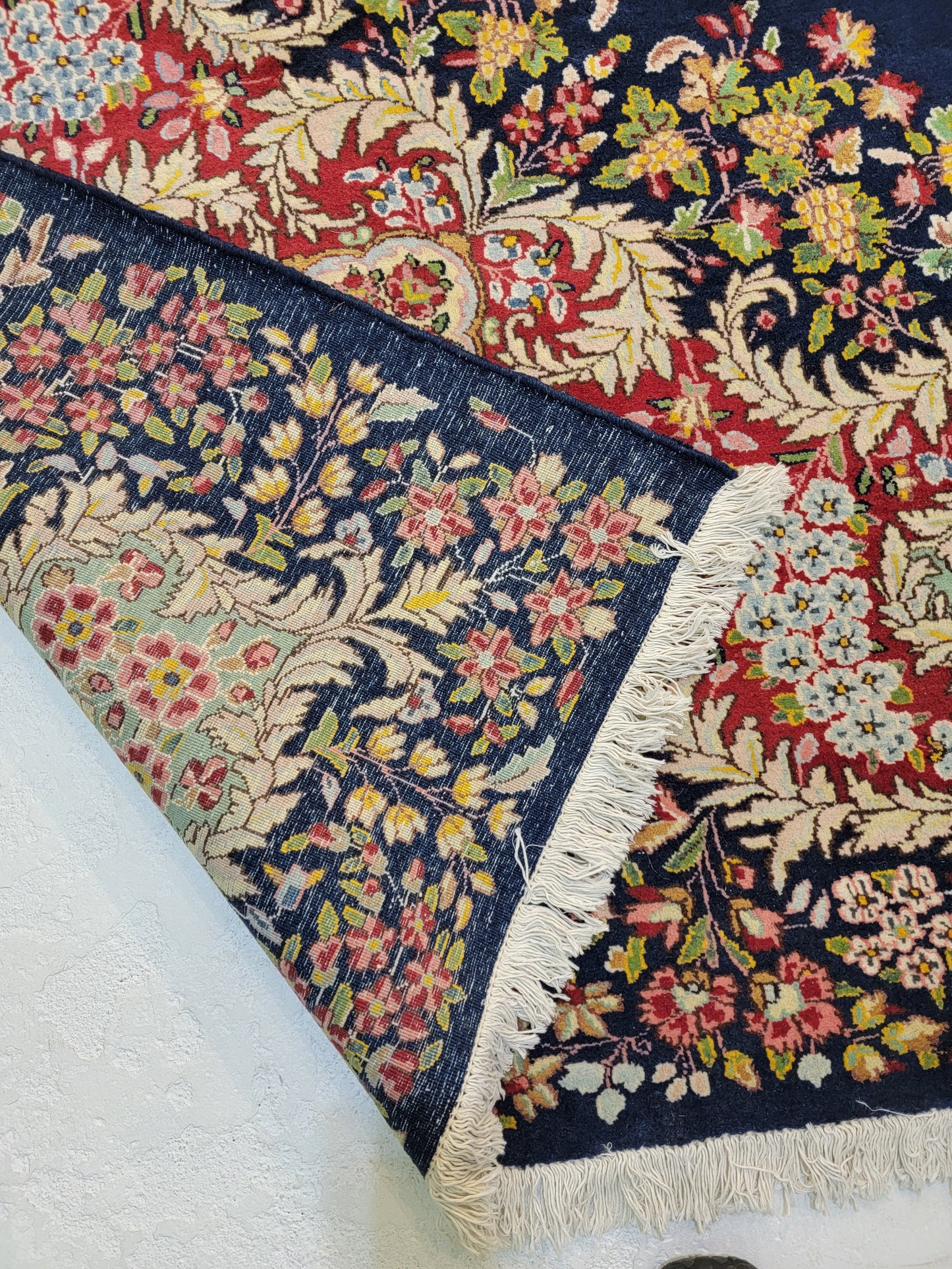 Antique Hand-Knotted Wool Rug Kerman 11'2" x 14'8"