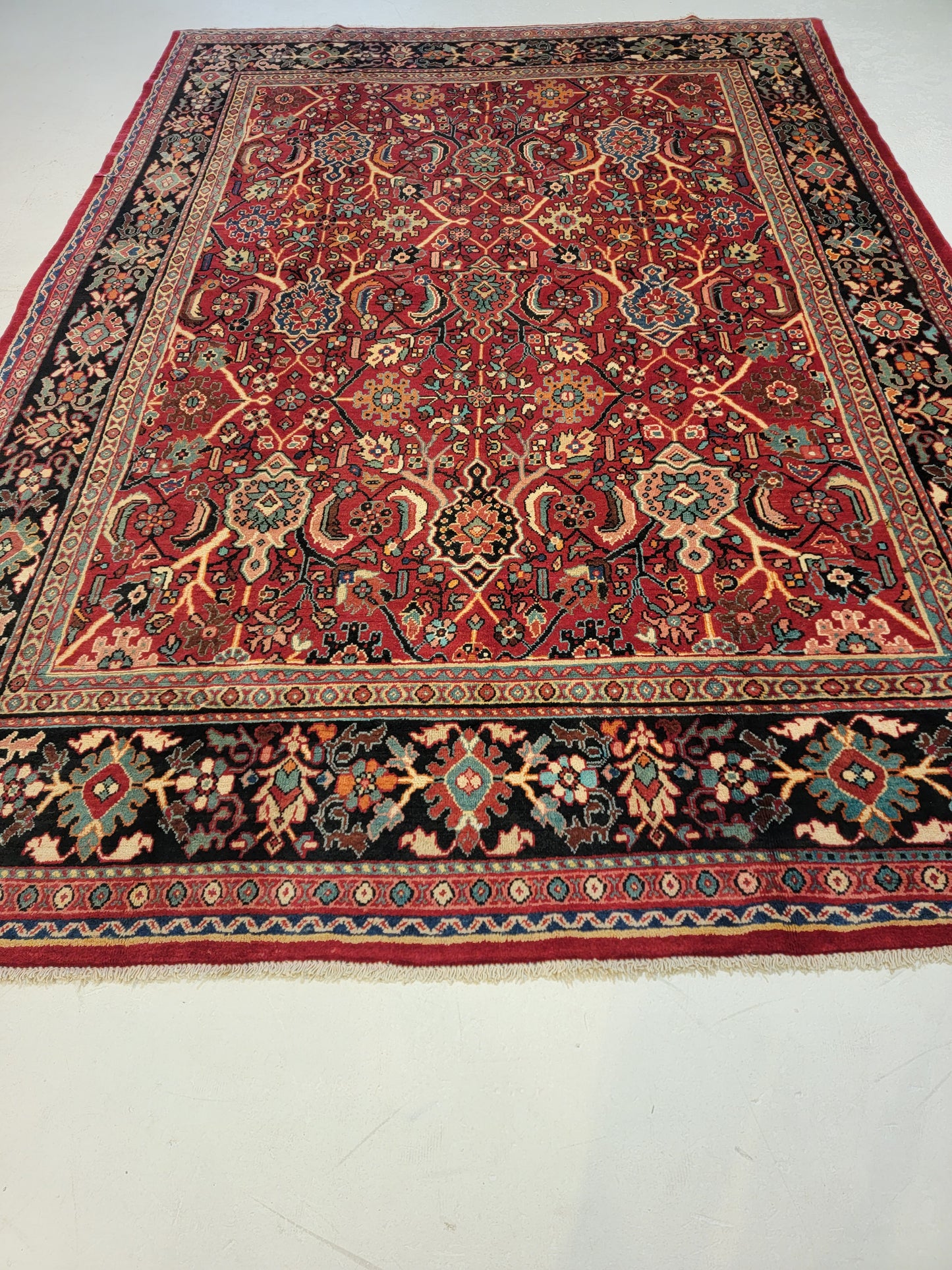 Hand-Knotted Wool Rug Mahal 7'10" x 11'3"