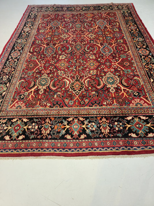 Hand-Knotted Wool Rug Mahal 7'10" x 11'3"