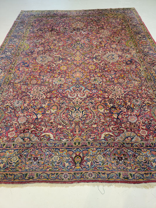 Hand-Knotted Wool Rug Rahvar Kerman 8'9" x 11'11"