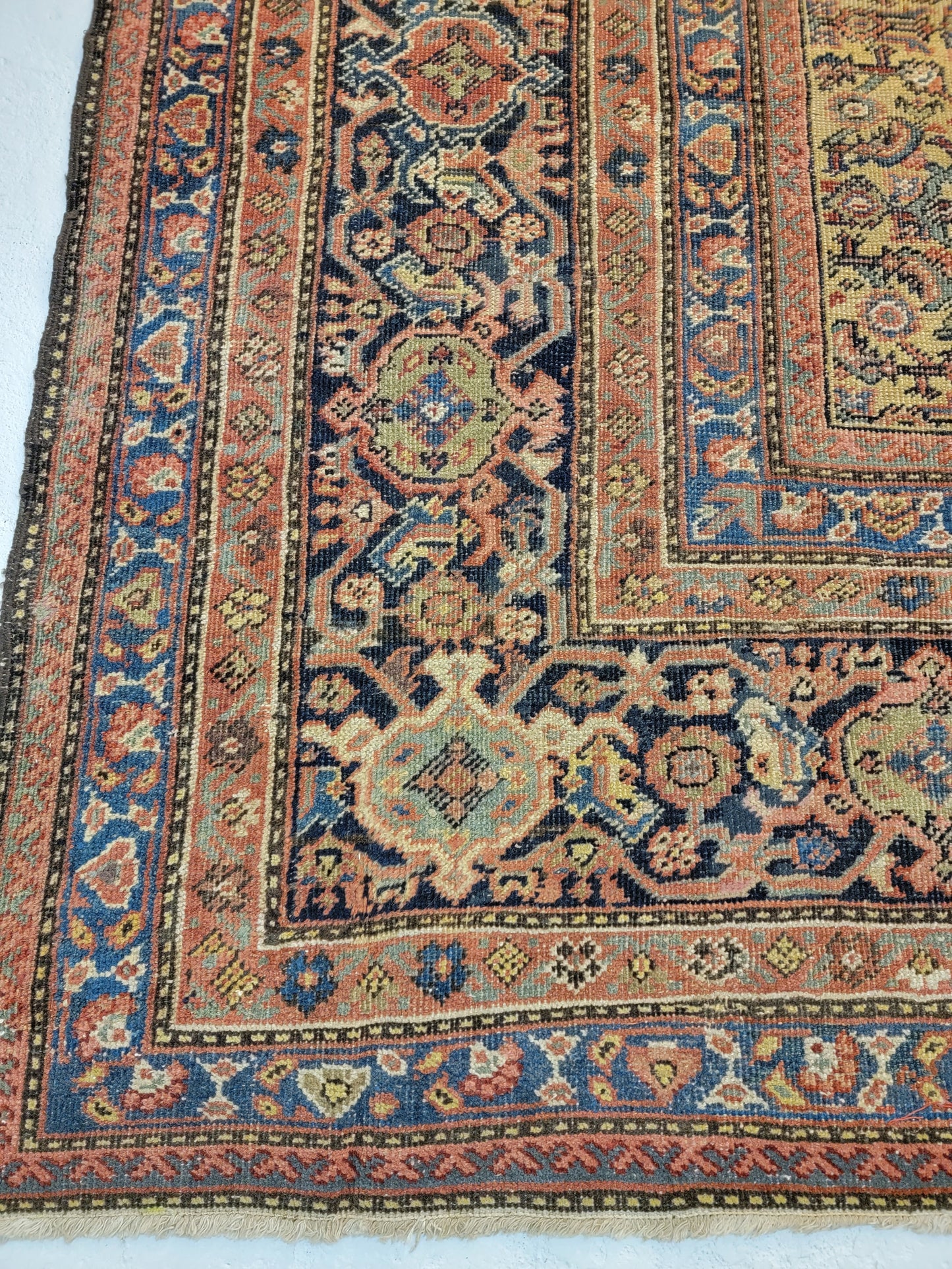 Antique Hand-Knotted Wool Rug Mahal 10'5" x 13'3"