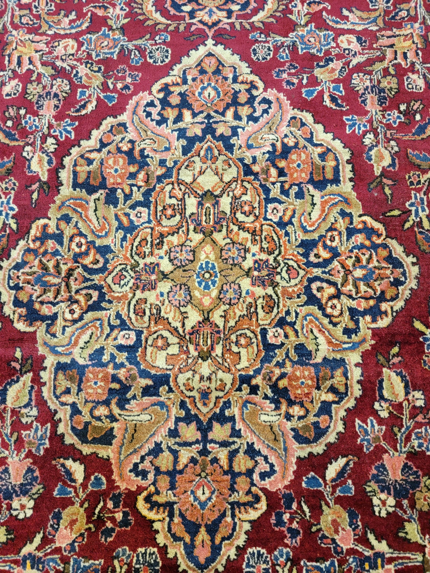 Antique Hand-Knotted Wool Rug Ghazvin 9'1" x 12'