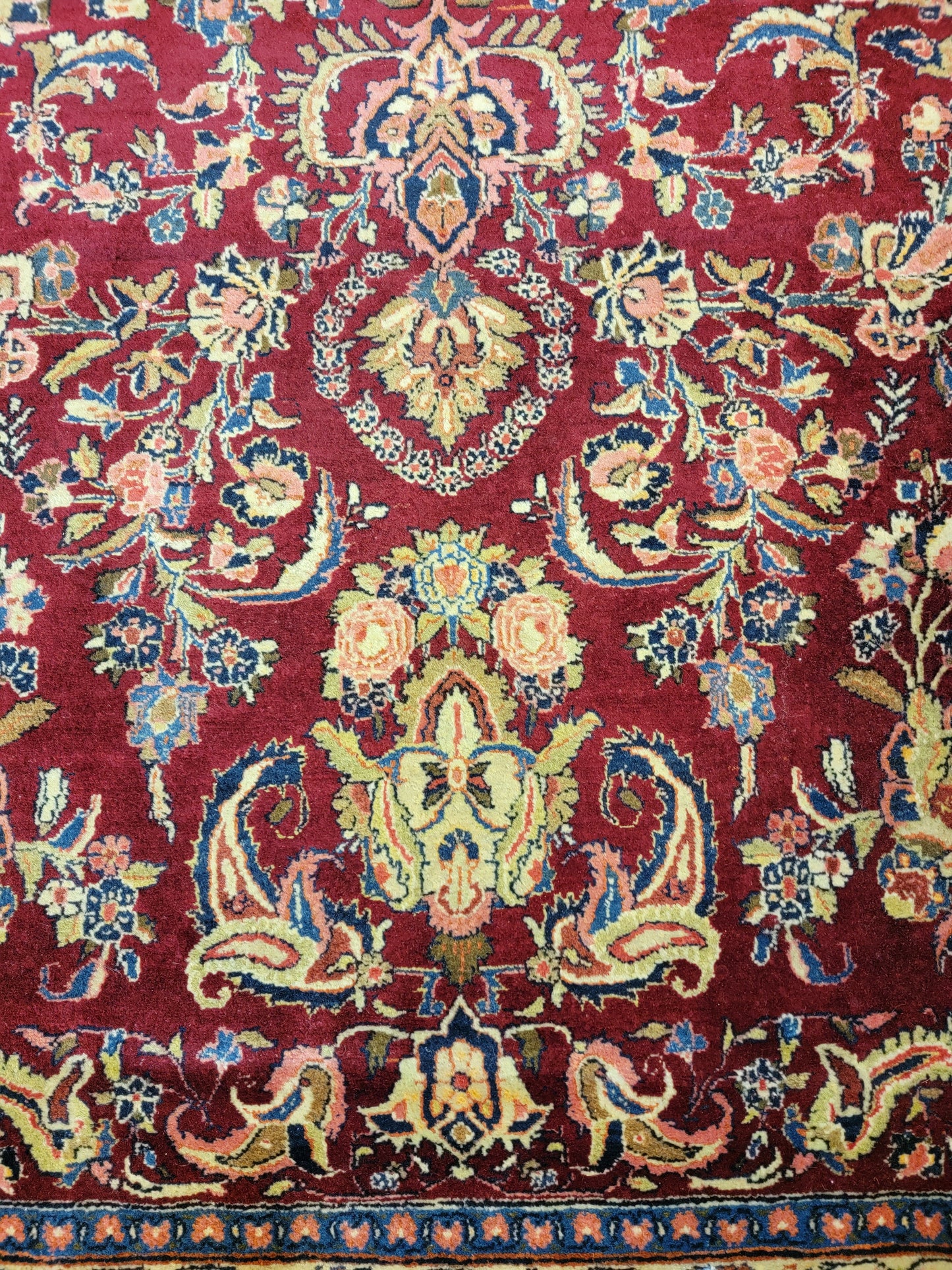 Antique Hand-Knotted Wool Rug Ghazvin 9'1" x 12'