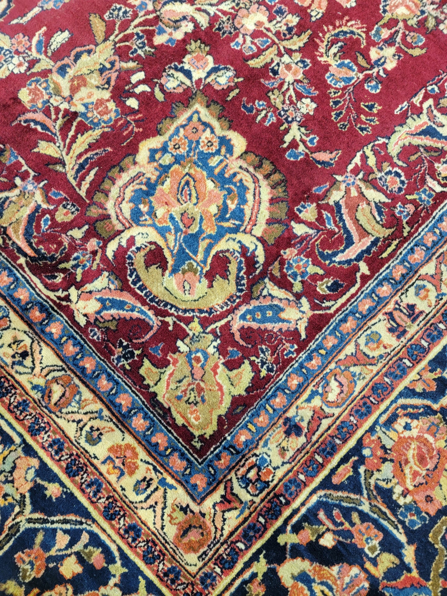 Antique Hand-Knotted Wool Rug Ghazvin 9'1" x 12'