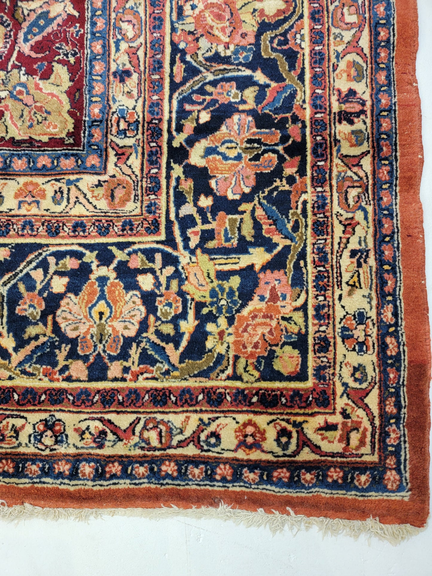 Antique Hand-Knotted Wool Rug Ghazvin 9'1" x 12'