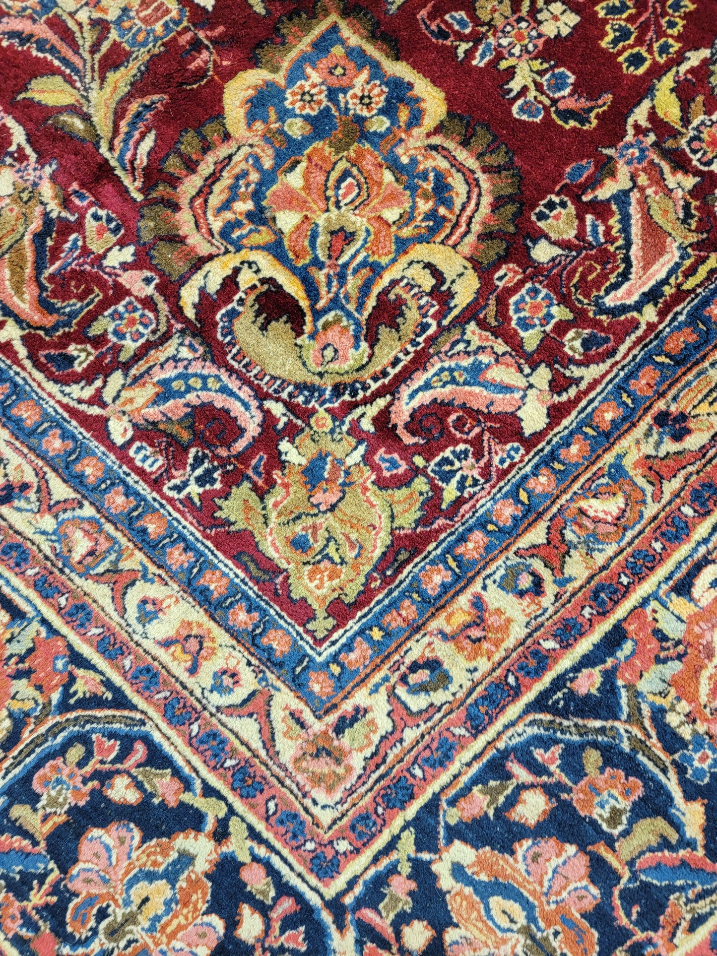 Antique Hand-Knotted Wool Rug Ghazvin 9'1" x 12'