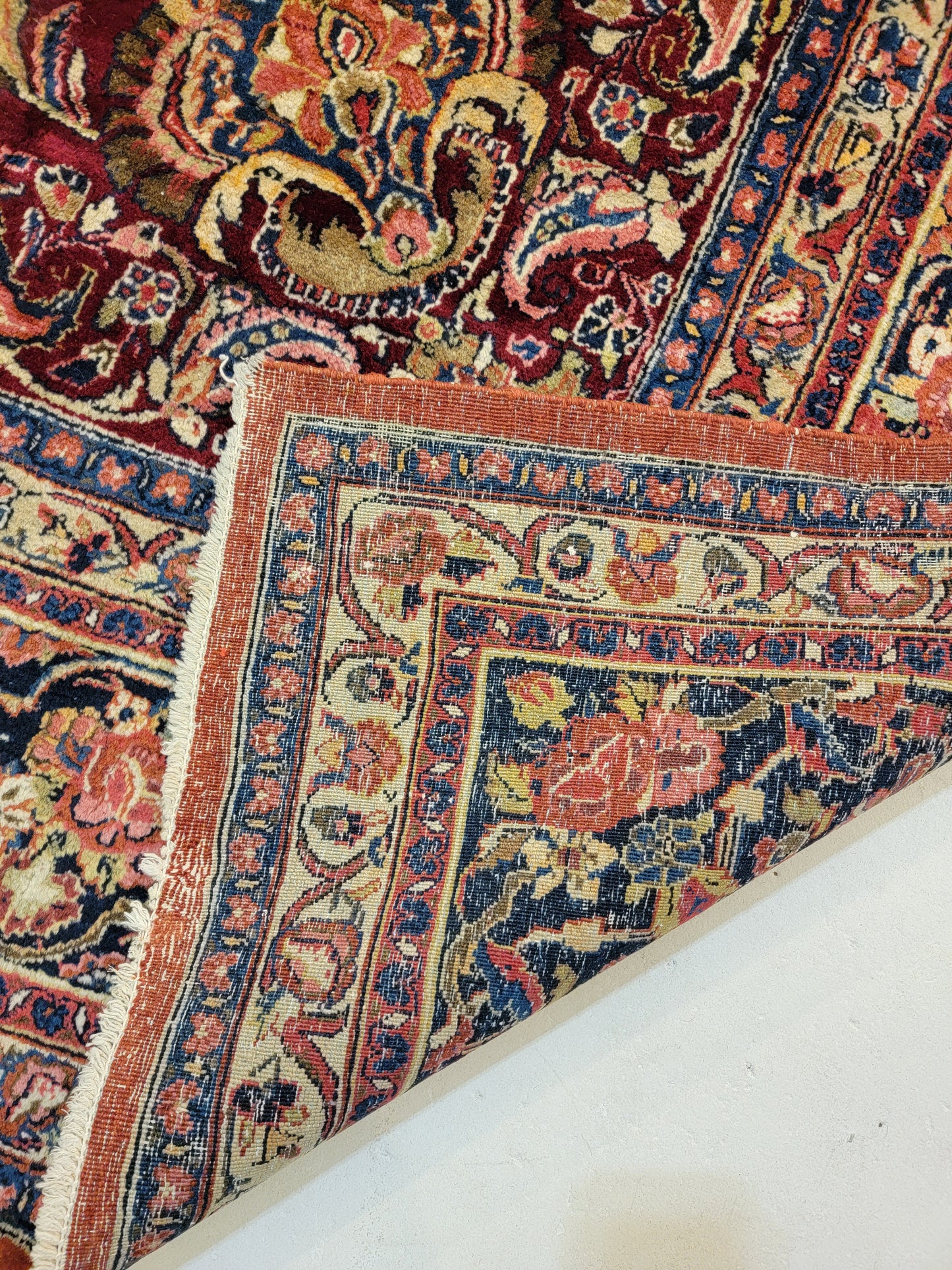 Antique Hand-Knotted Wool Rug Ghazvin 9'1" x 12'