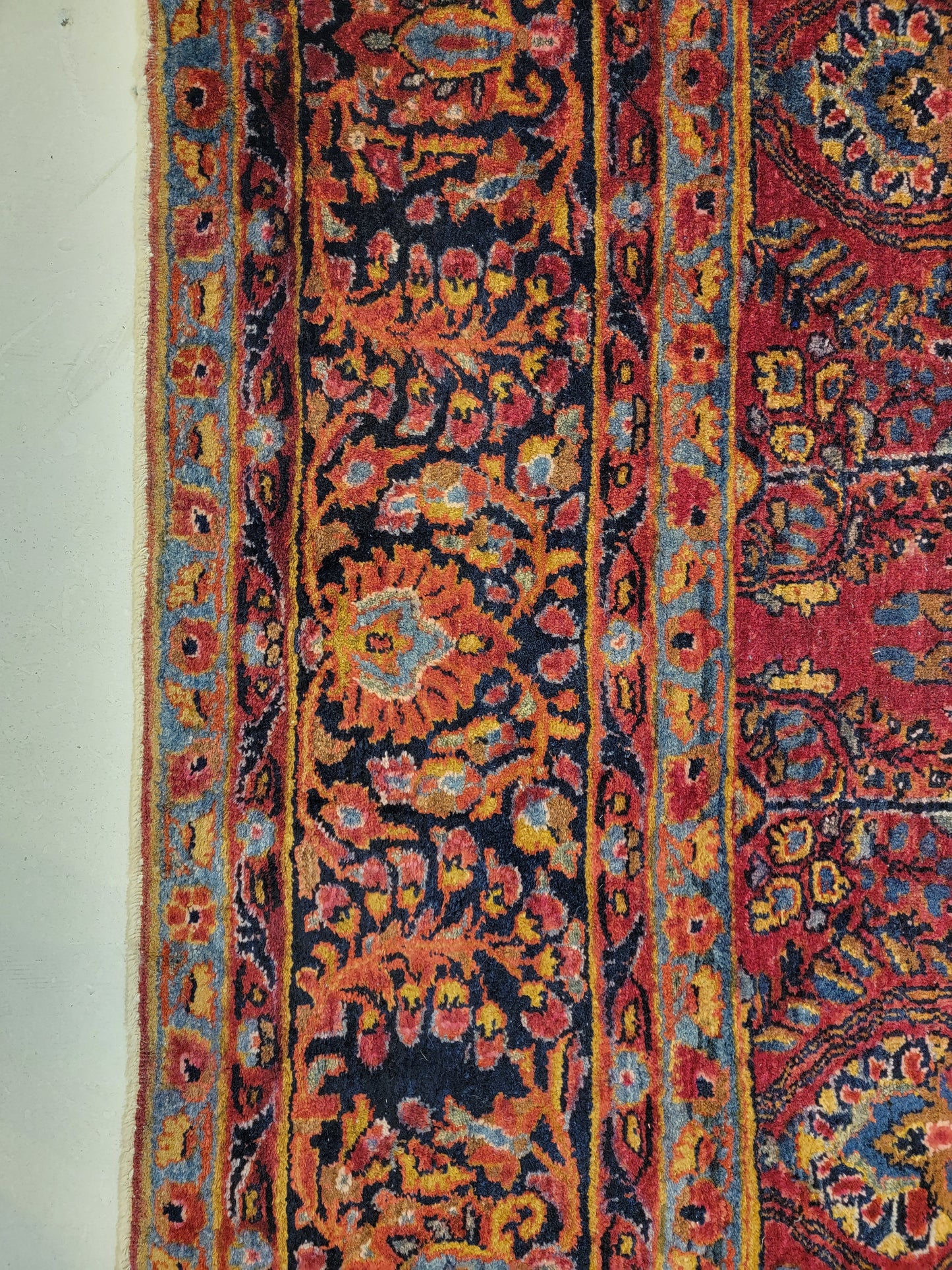 Antique Hand-Knotted Wool Rug Sarouk 8'7" x 11'6"