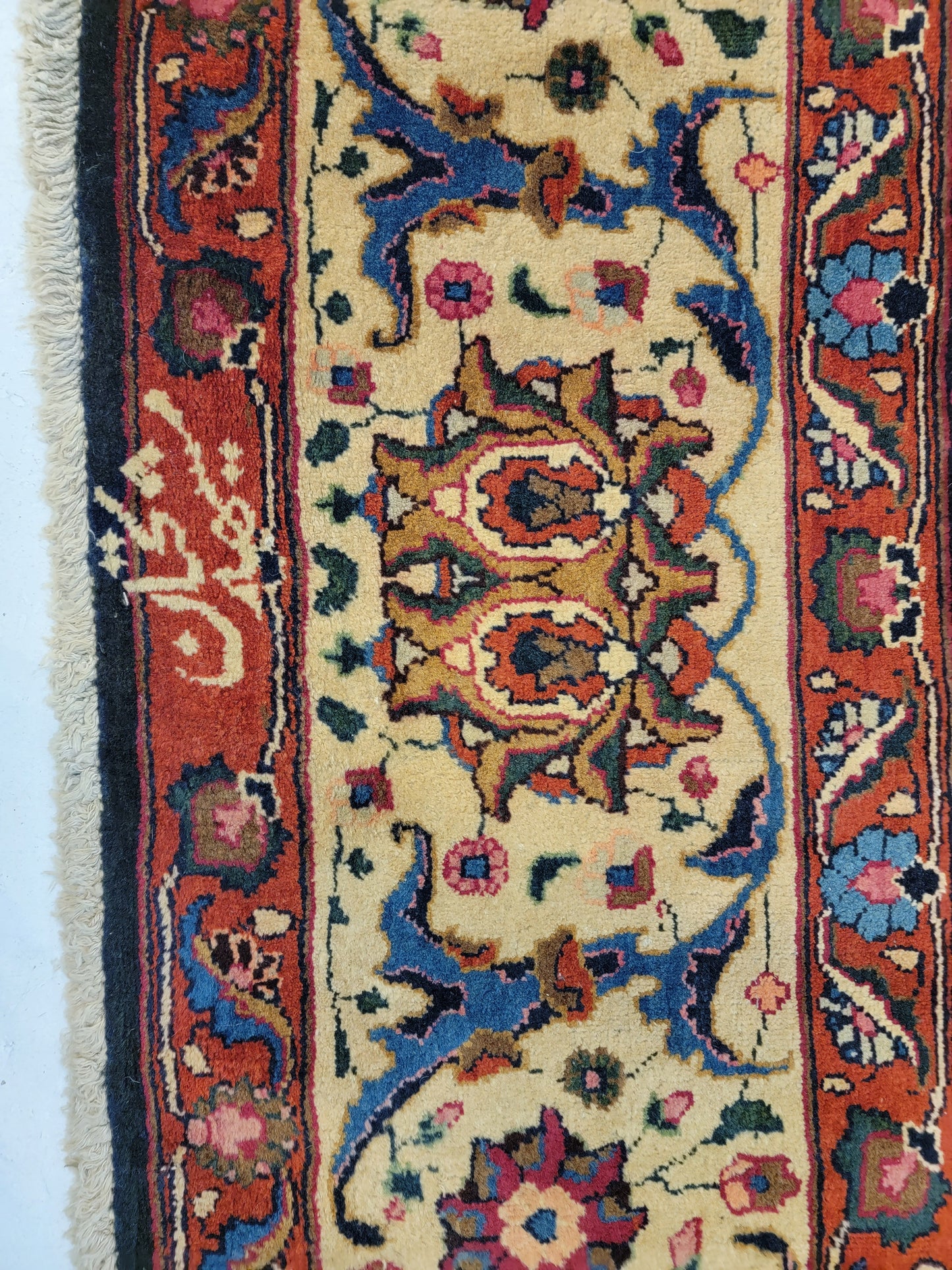 Antique Hand-Knotted Wool Rug Mashad Amoghli 9'10" x 12'9"