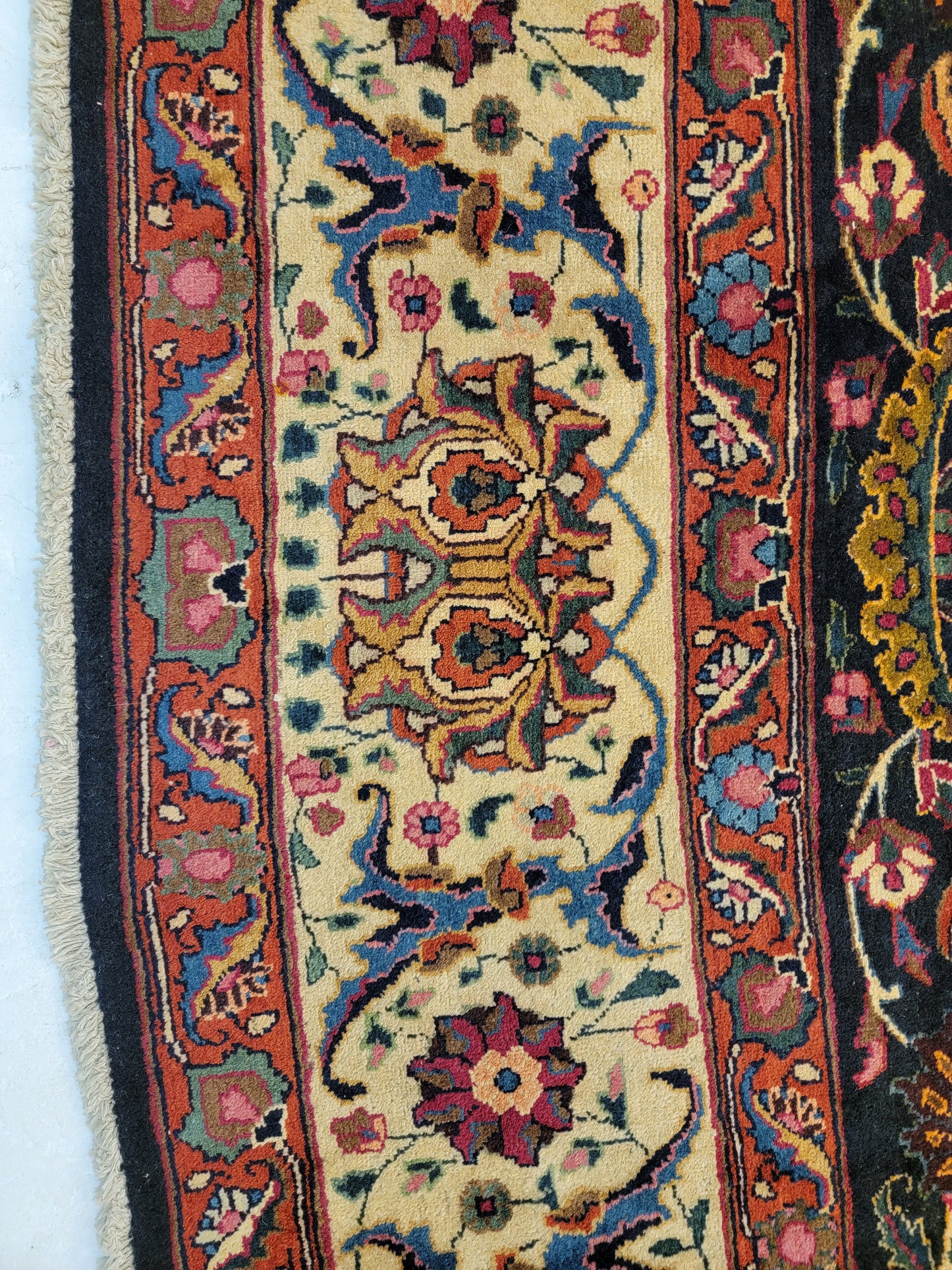 Antique Hand-Knotted Wool Rug Mashad Amoghli 9'10" x 12'9"