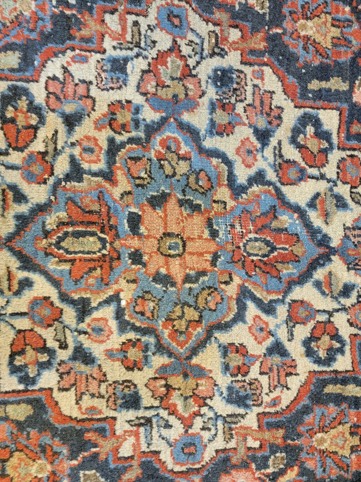 Antique Hand-Knotted Wool Rug Kashan 10'3" x 13'8"