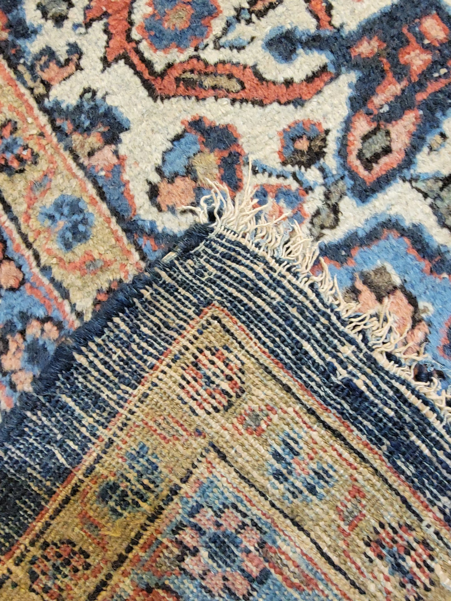 Antique Hand-Knotted Wool Rug Kashan 10'3" x 13'8"