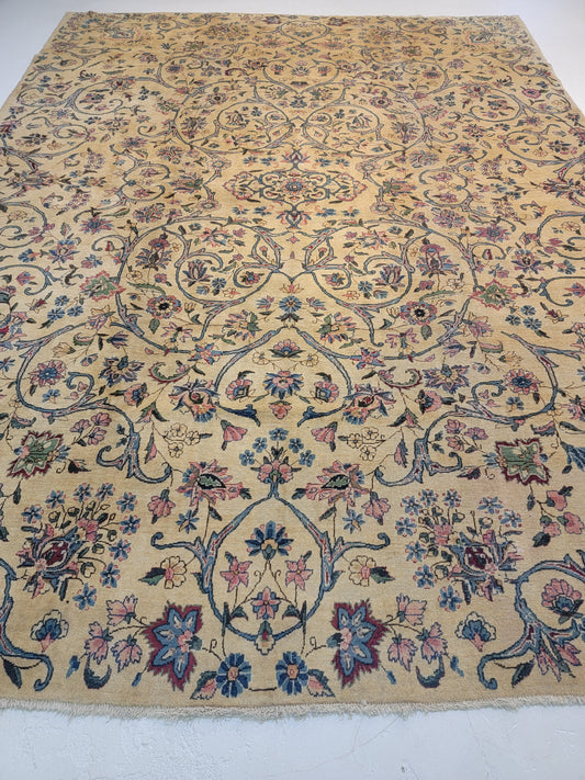 Antique Hand-Knotted Wool Rug Yazd 9'8" x 13'