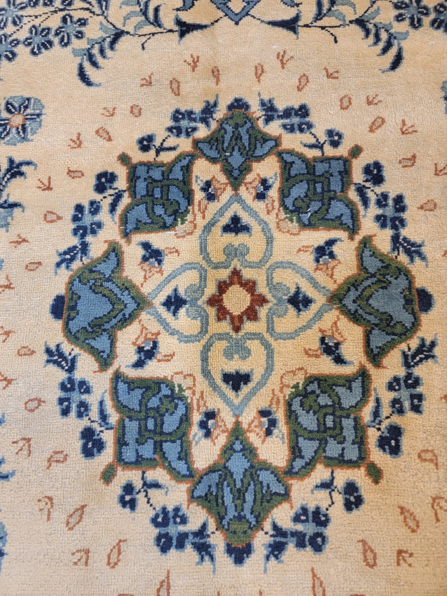 Antique Hand-Knotted Wool Rug Kashan 8' x 13'