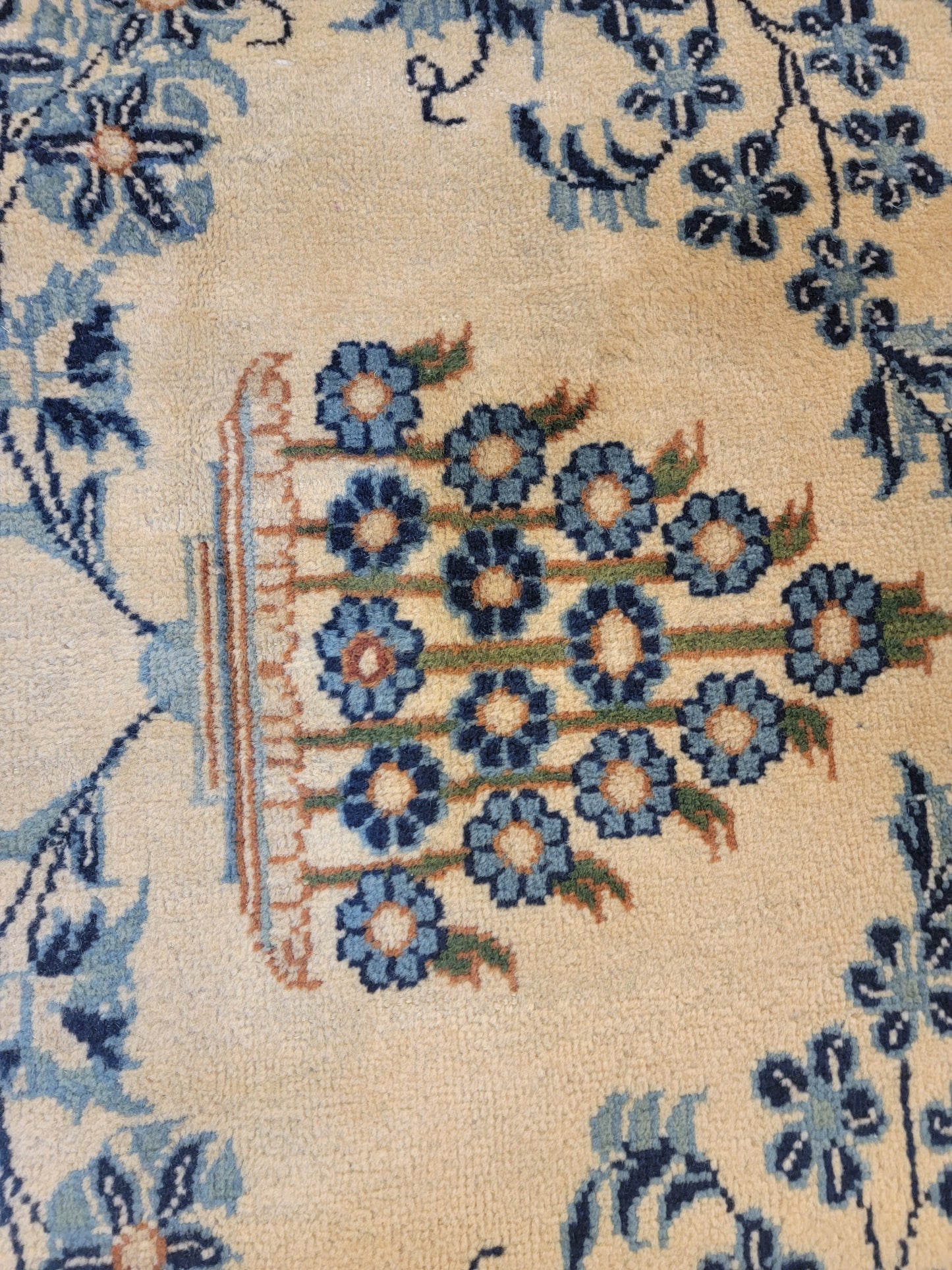 Antique Hand-Knotted Wool Rug Kashan 8' x 13'