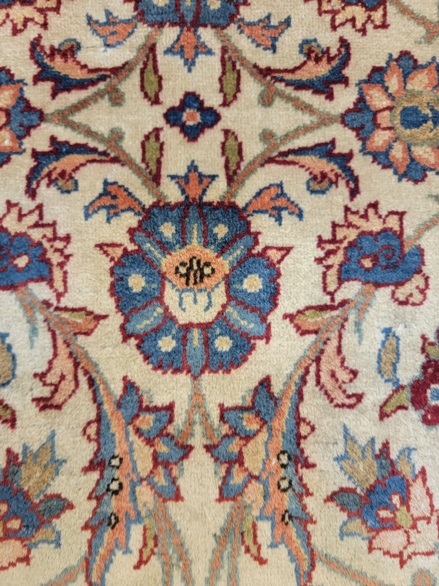 Antique Hand-Knotted Wool Rug Kashan Signed 9' x 13'