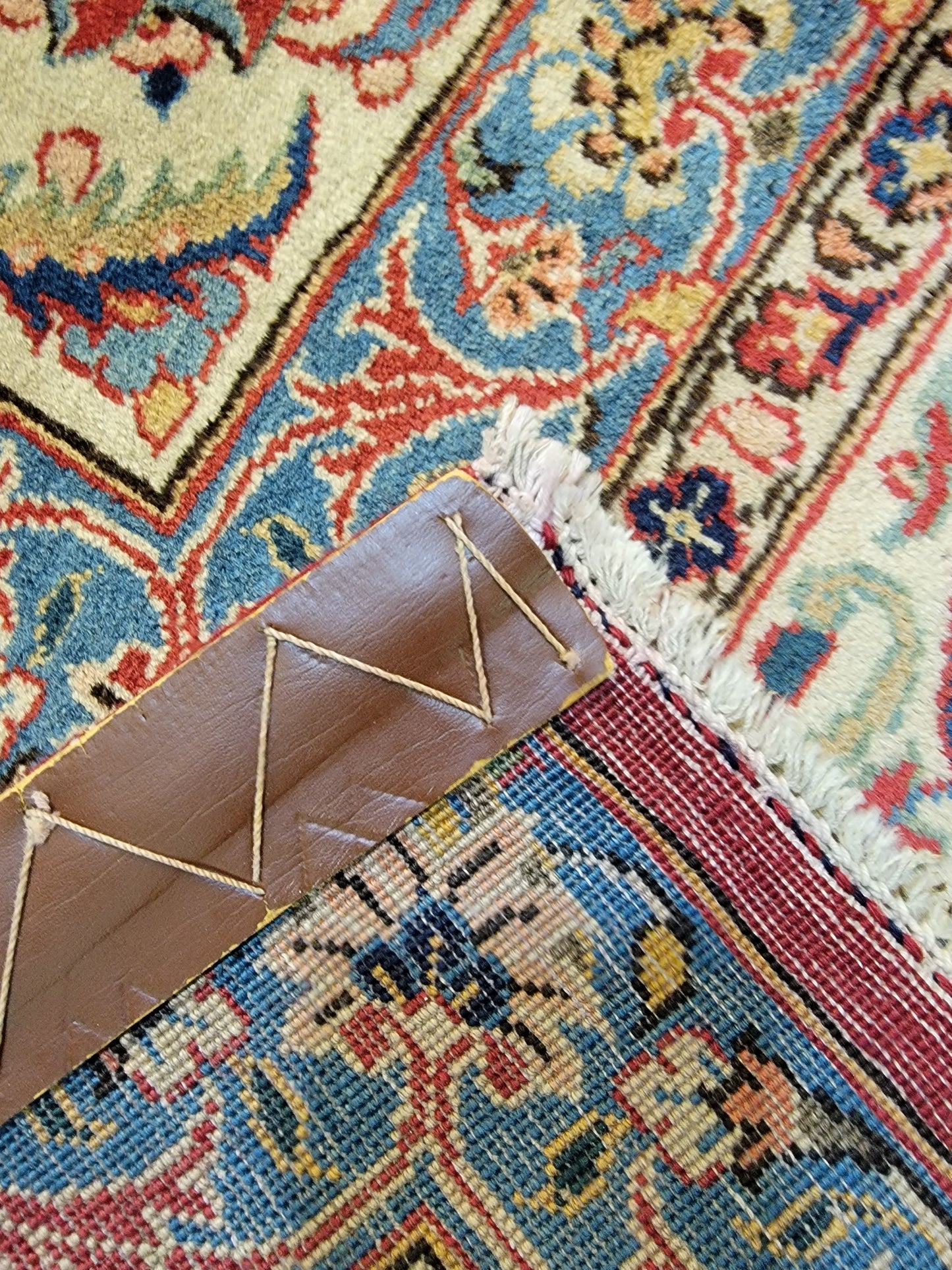 Antique Hand-Knotted Wool Rug Kashan Signed 9' x 13'