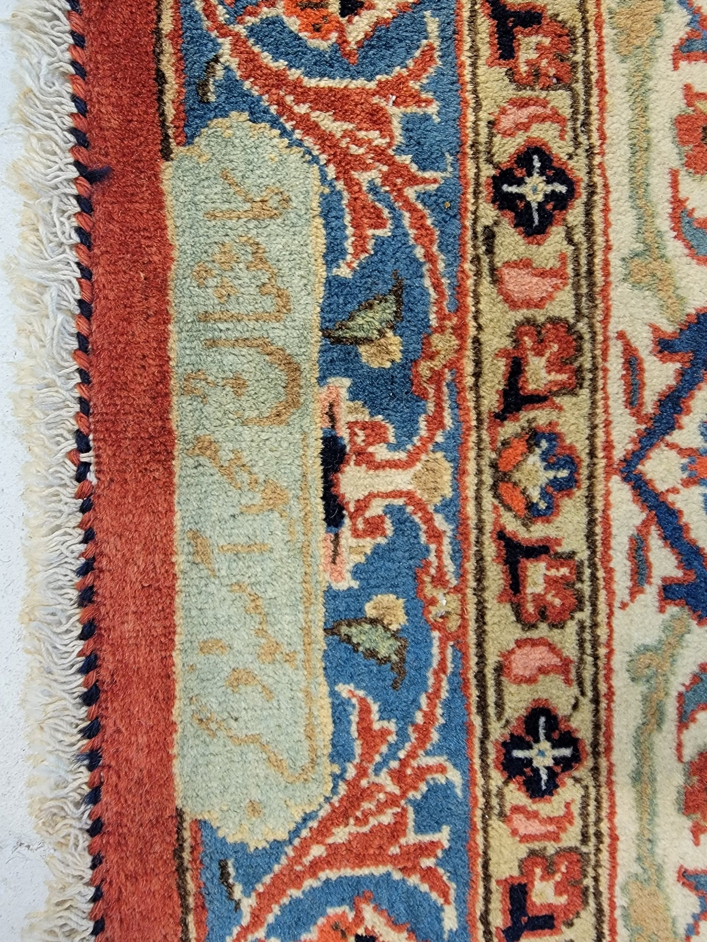 Antique Hand-Knotted Wool Rug Kashan Signed 9' x 13'