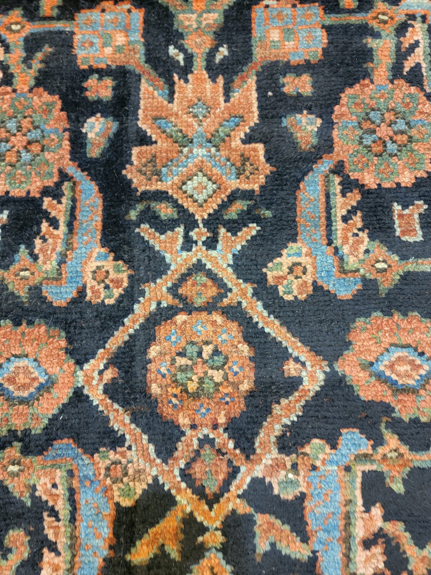 Antique Hand-Knotted Wool Rug Kurdish Malayer Herati Design 10'1" x 10'11"