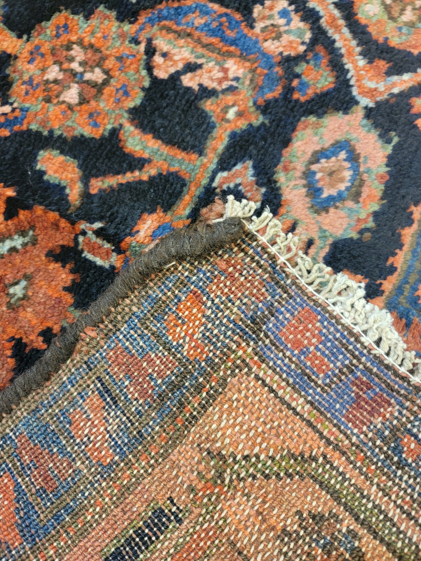 Antique Hand-Knotted Wool Rug Kurdish Malayer Herati Design 10'1" x 10'11"