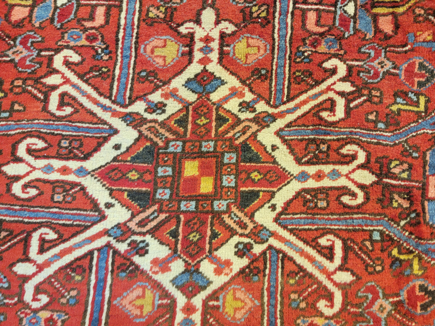 Antique Hand-Knotted Wool Rug Heriz 9'9" x 13'