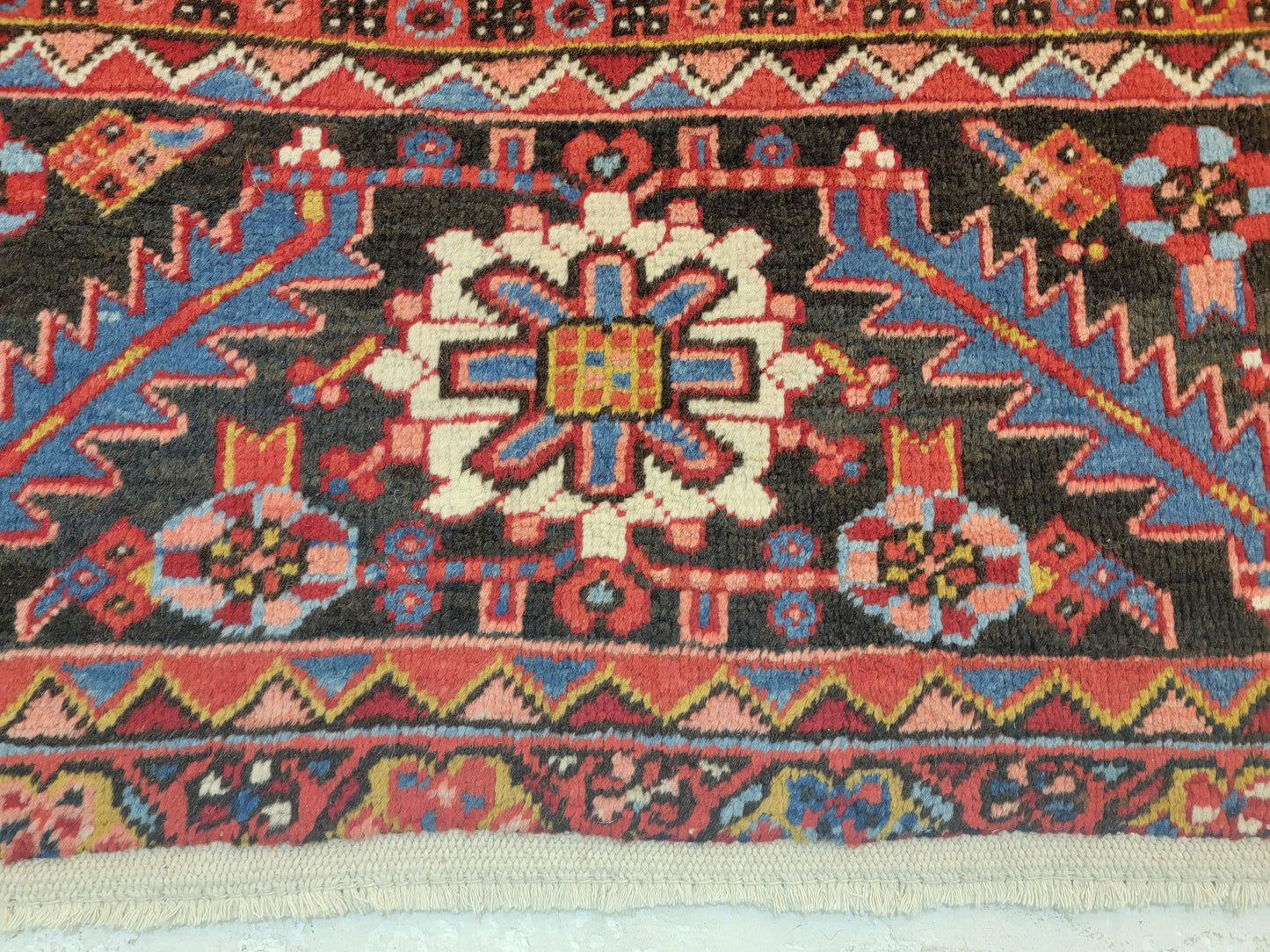 Antique Hand-Knotted Wool Rug Heriz 9'9" x 13'