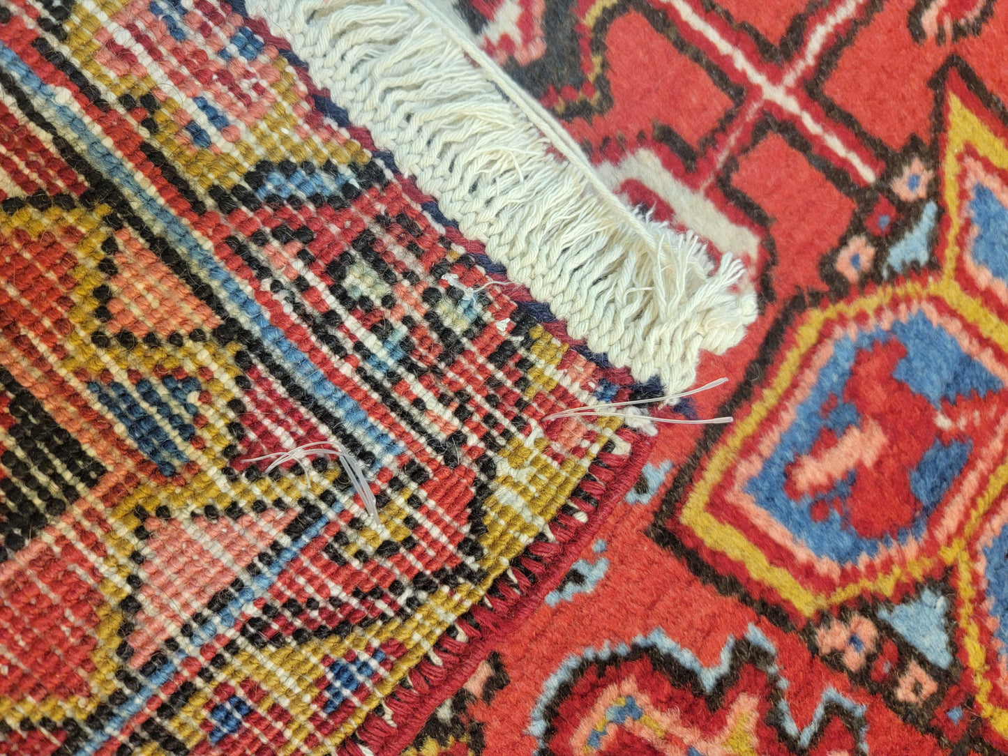 Antique Hand-Knotted Wool Rug Heriz 9'9" x 13'
