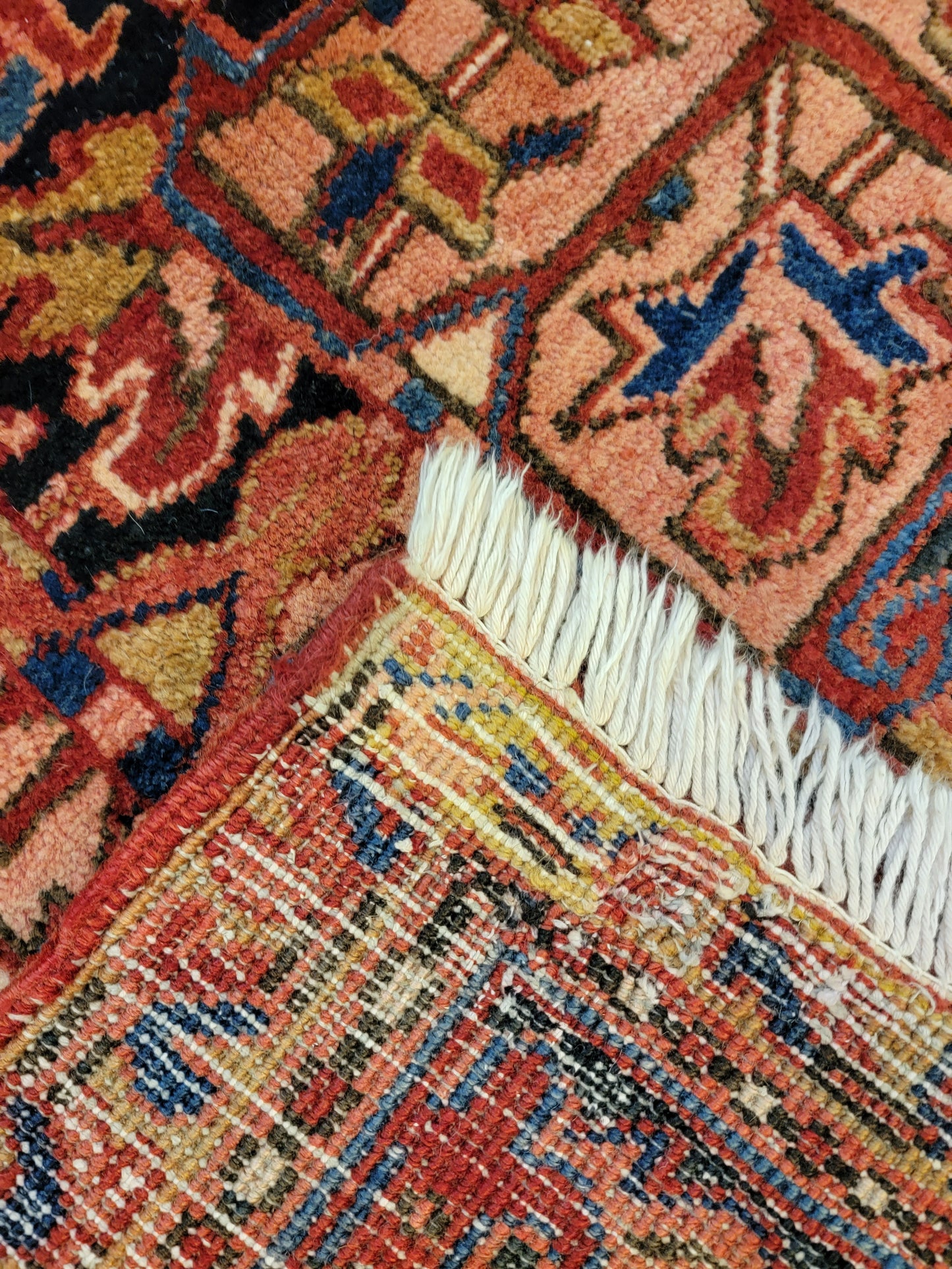 Antique Hand-Knotted Wool Rug Heriz 9'6" x 13'2"