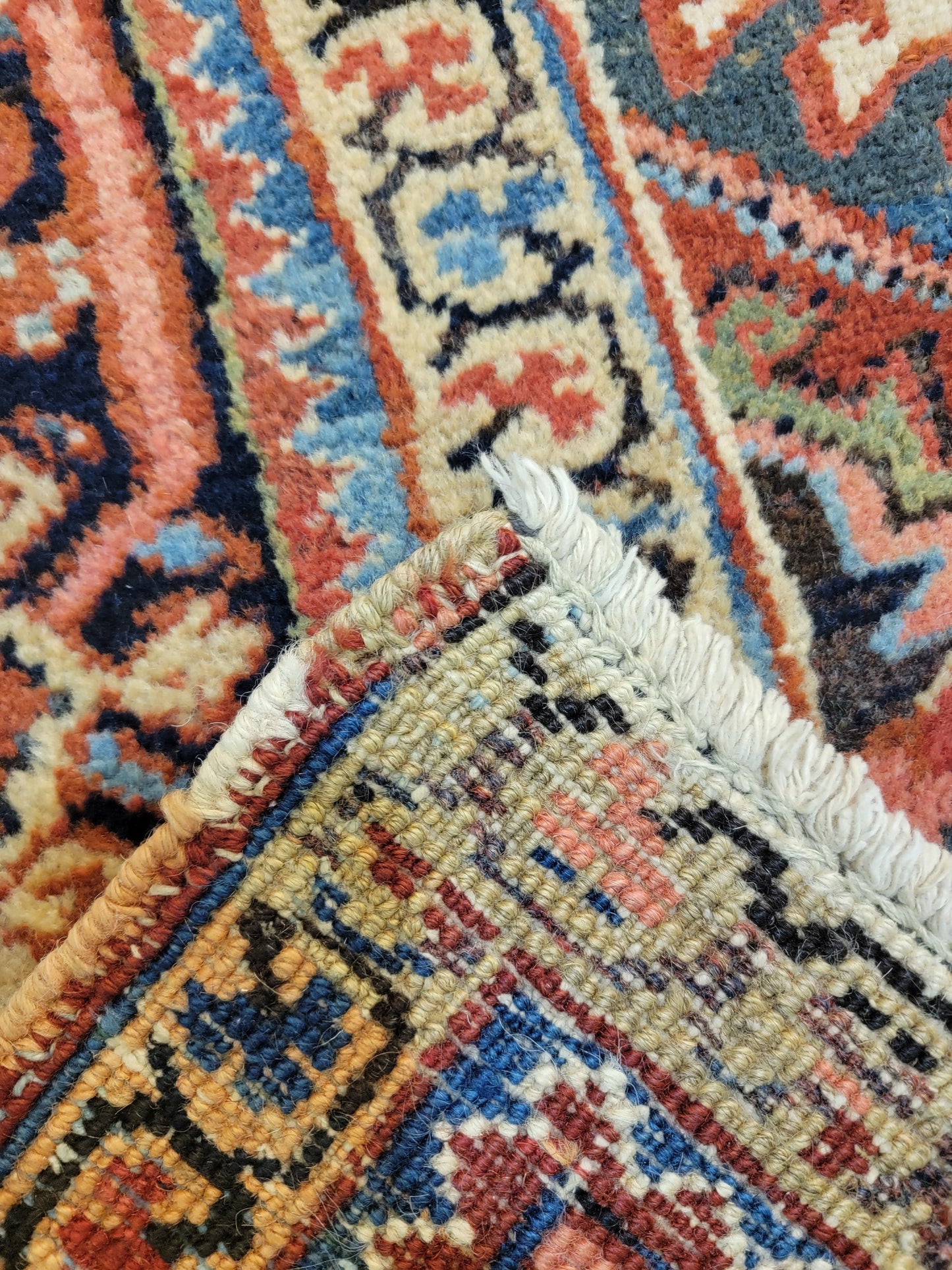 Antique Hand-Knotted Wool Rug Heriz Serapi 8'4" x 10'9"