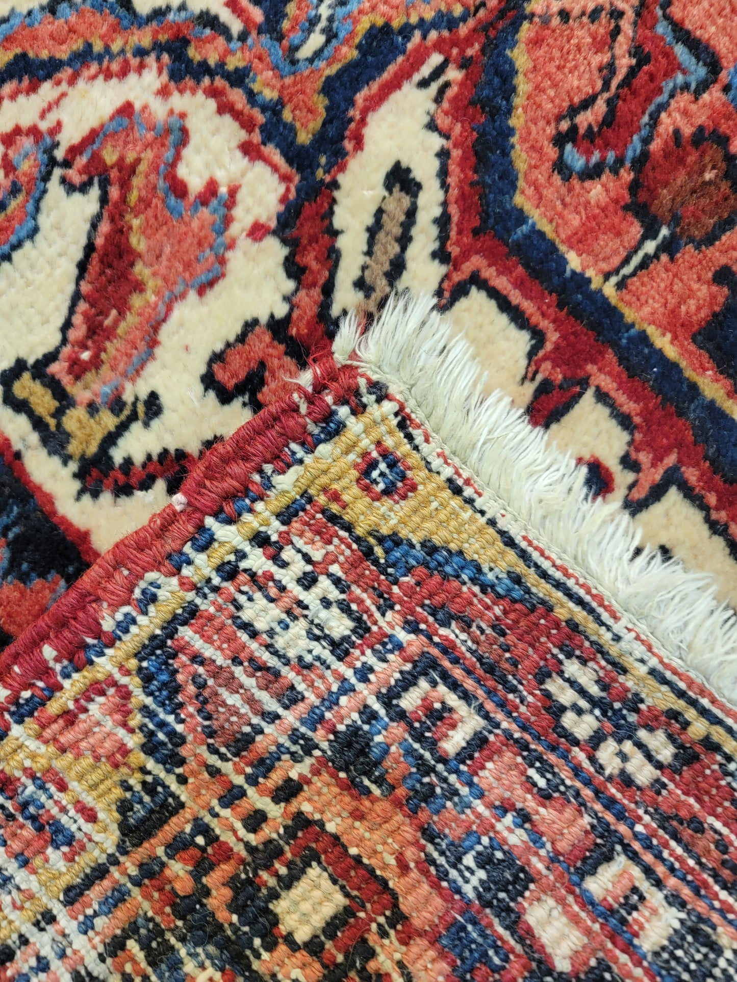 Antique Hand-Knotted Wool Rug Heriz 9'10" x 13'3"
