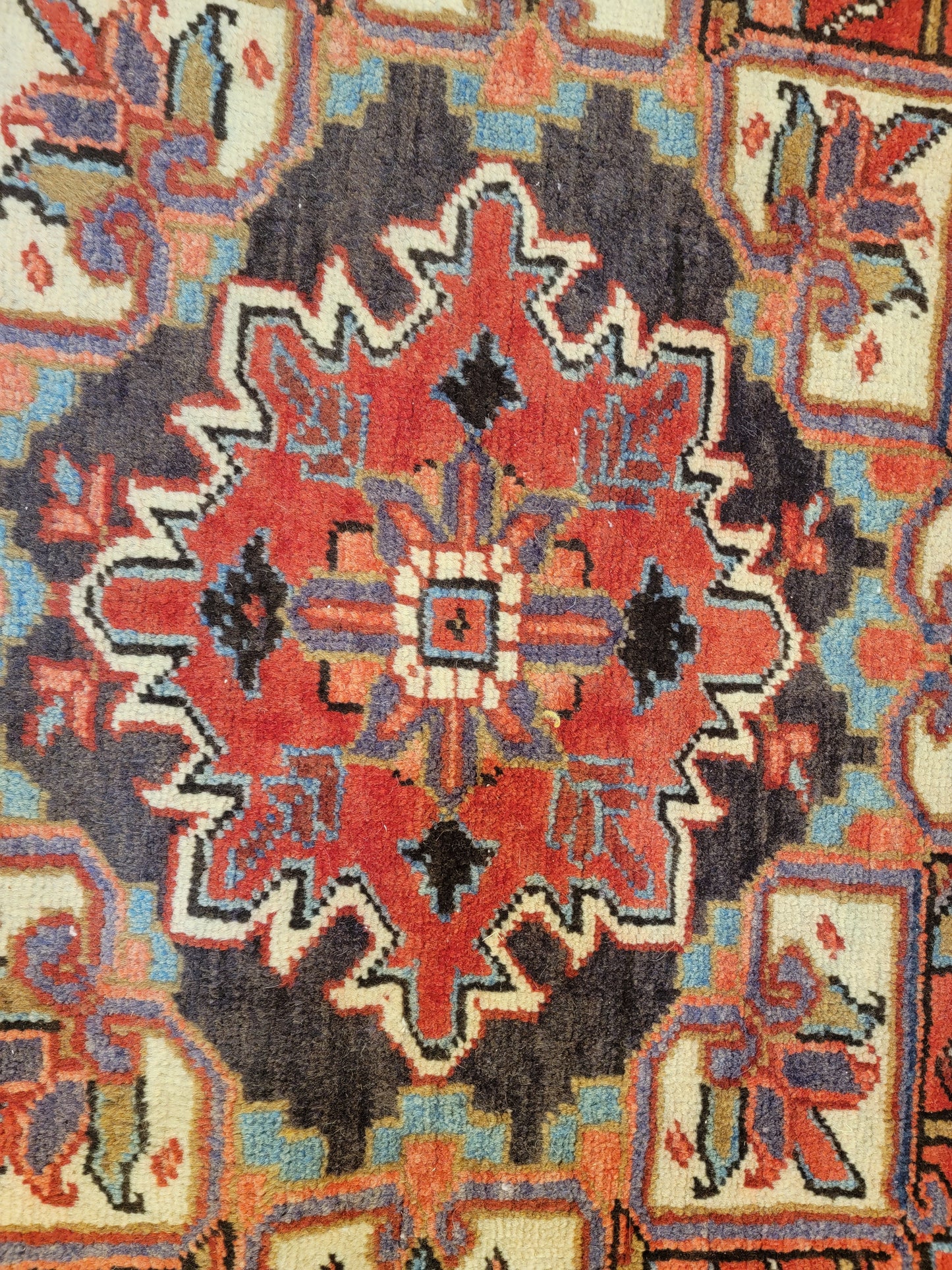 Antique Hand-Knotted Wool Rug Heriz 9'9" x 15'