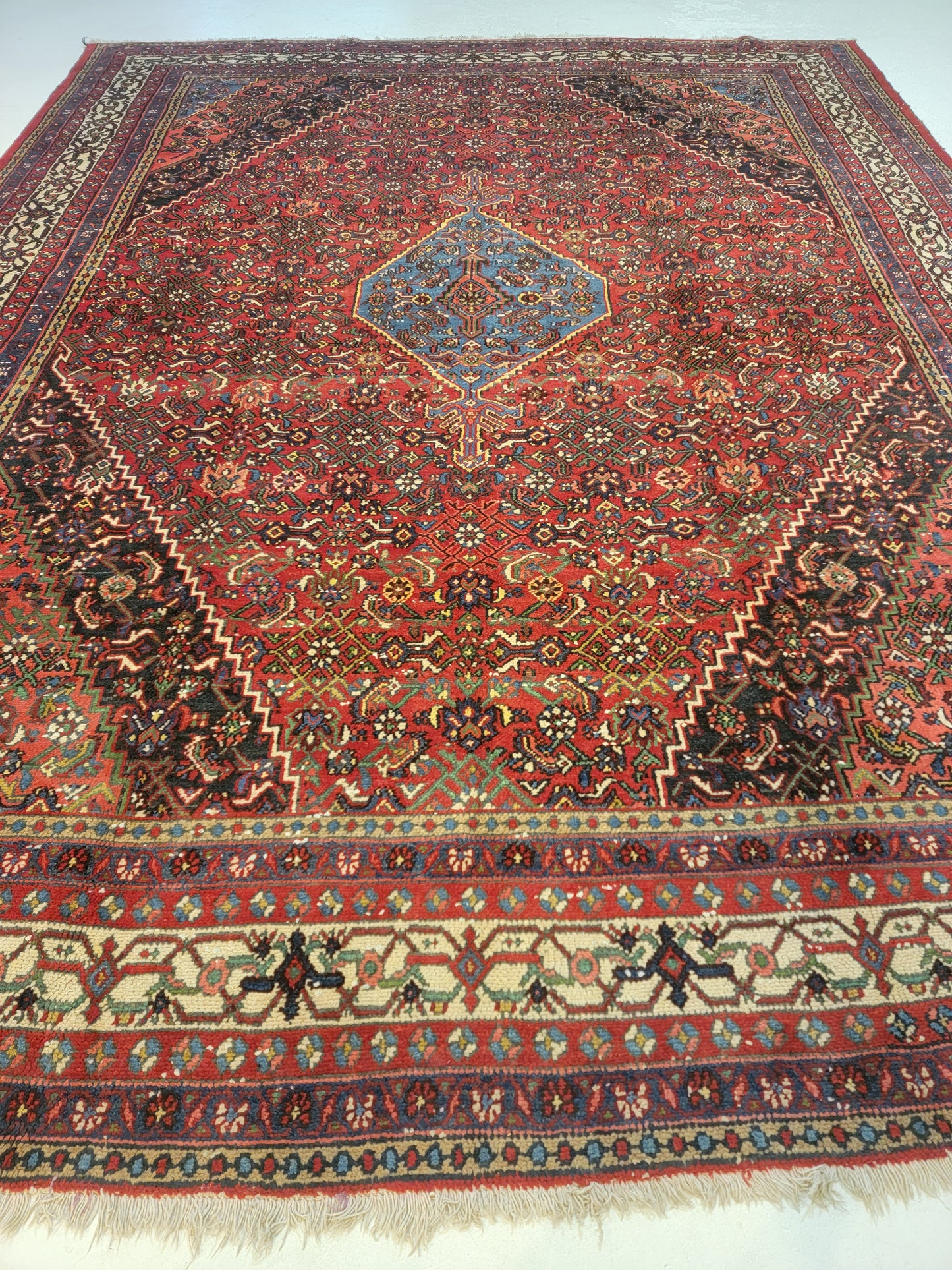 Antique Hand-Knotted Wool Rug Hamedan Bibikabad 10'6" x 13'10"