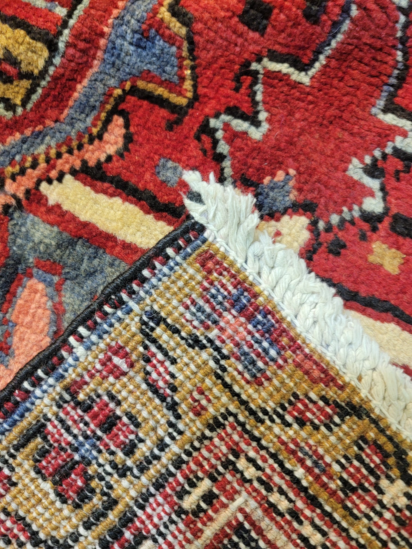 Antique Hand-Knotted Wool Rug Heriz 10'5" x 14'