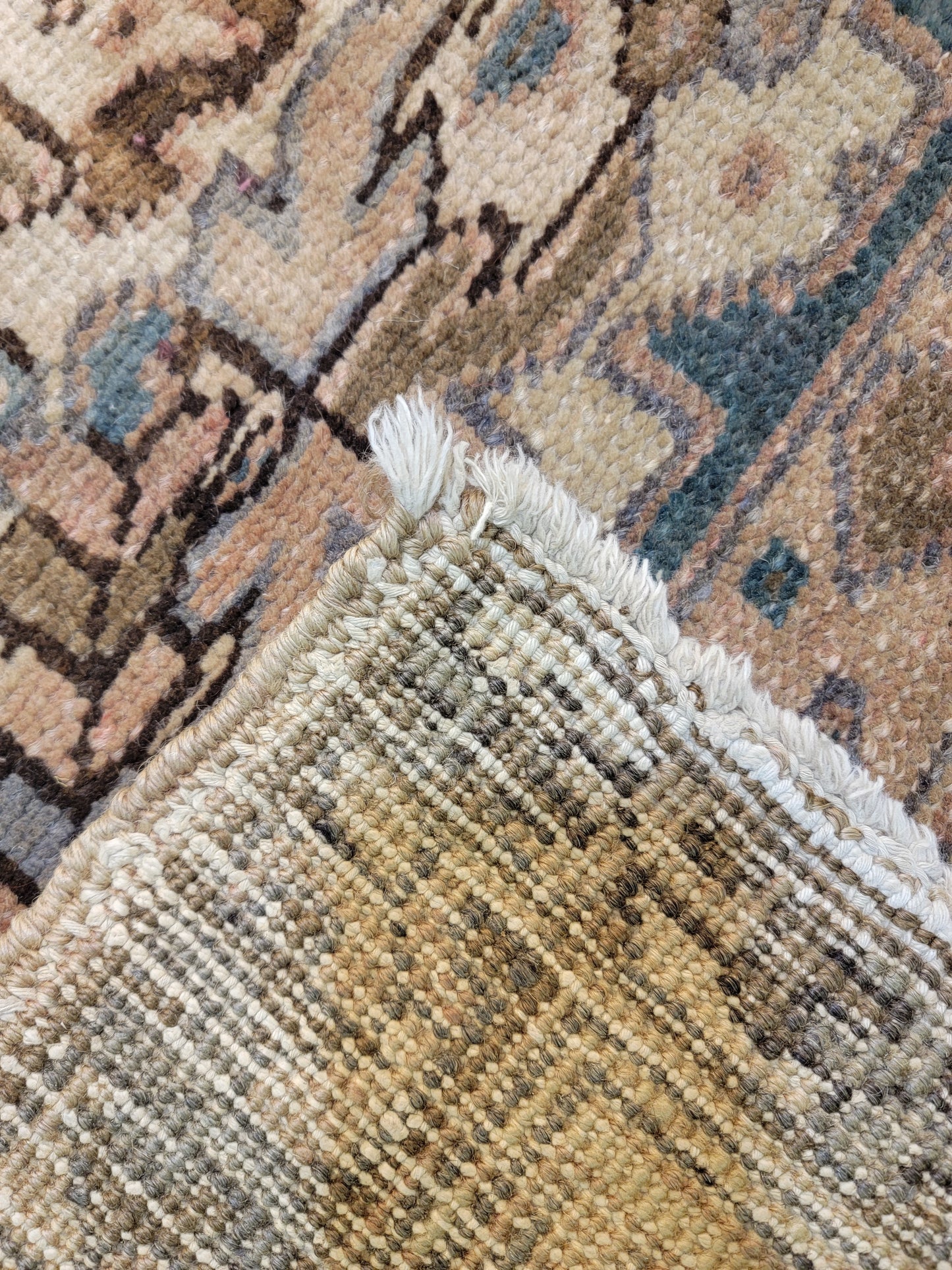 Antique Hand-Knotted Wool Rug Heriz 9'10" x 13'