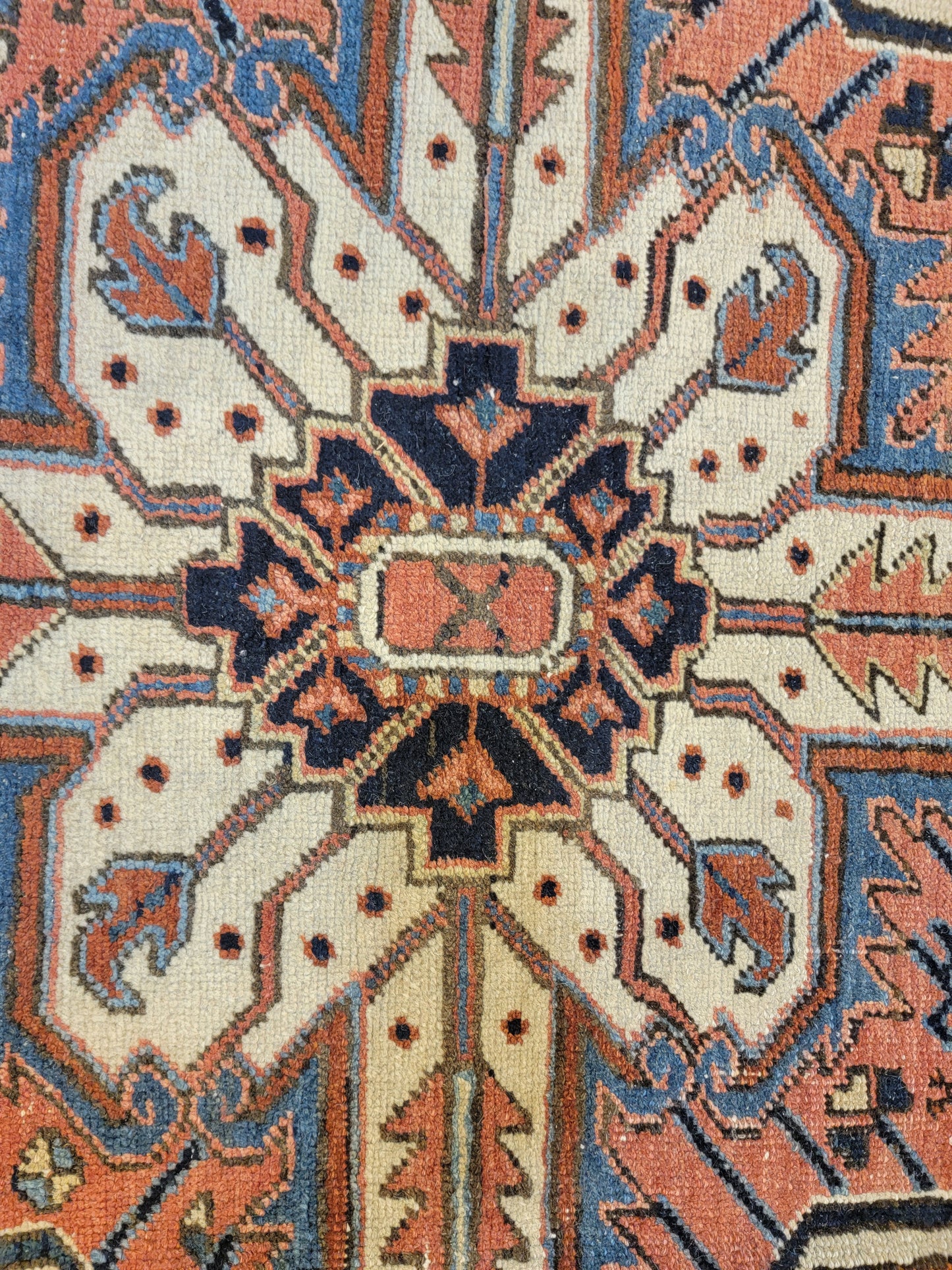 Antique Hand-Knotted Wool Rug Heriz Serapi 9'8" x 18'10"