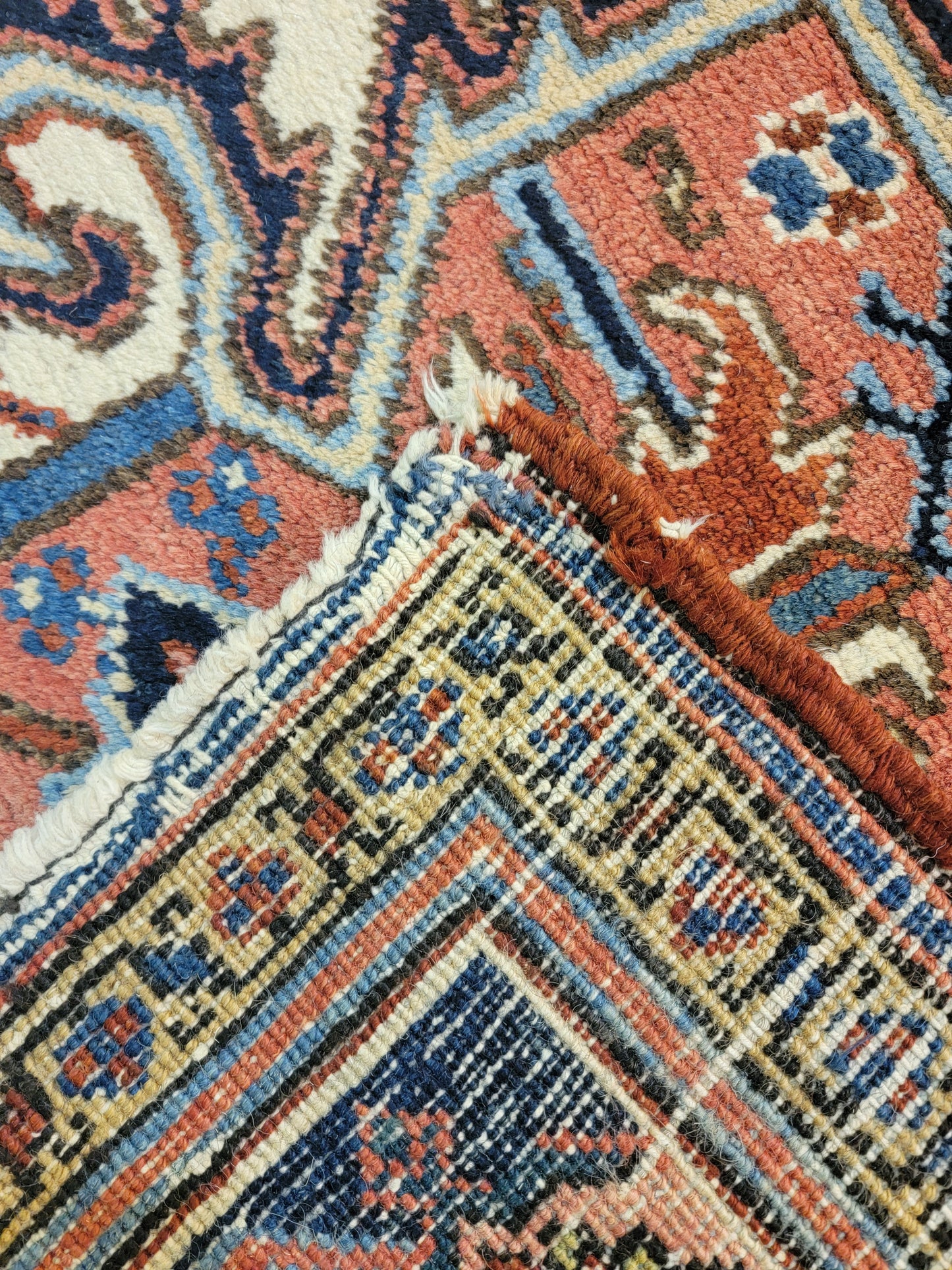 Antique Hand-Knotted Wool Rug Heriz Serapi 9'8" x 18'10"