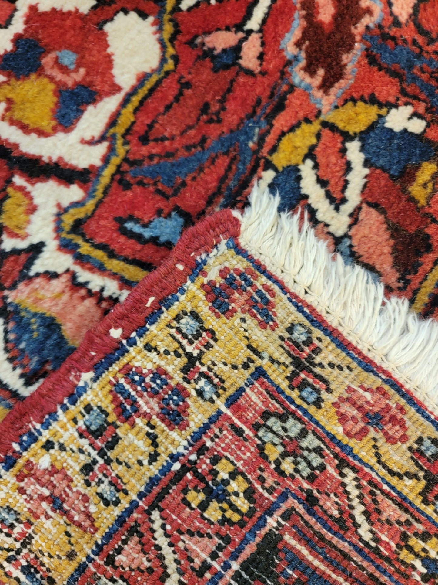 Antique Hand-Knotted Wool Rug Heriz 10'8" x 13'6"