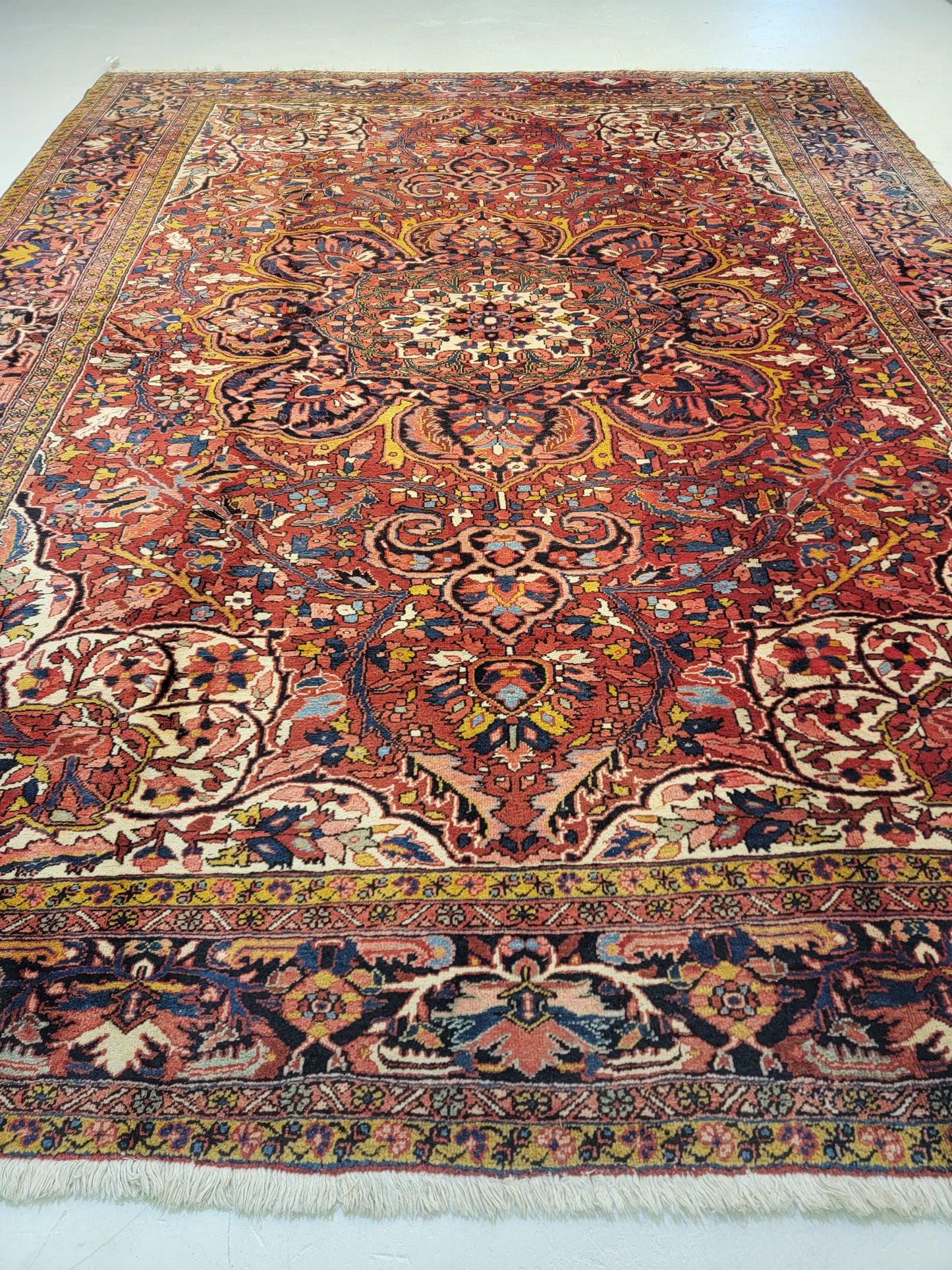 Antique Hand-Knotted Wool Rug Heriz 10'8" x 13'6"