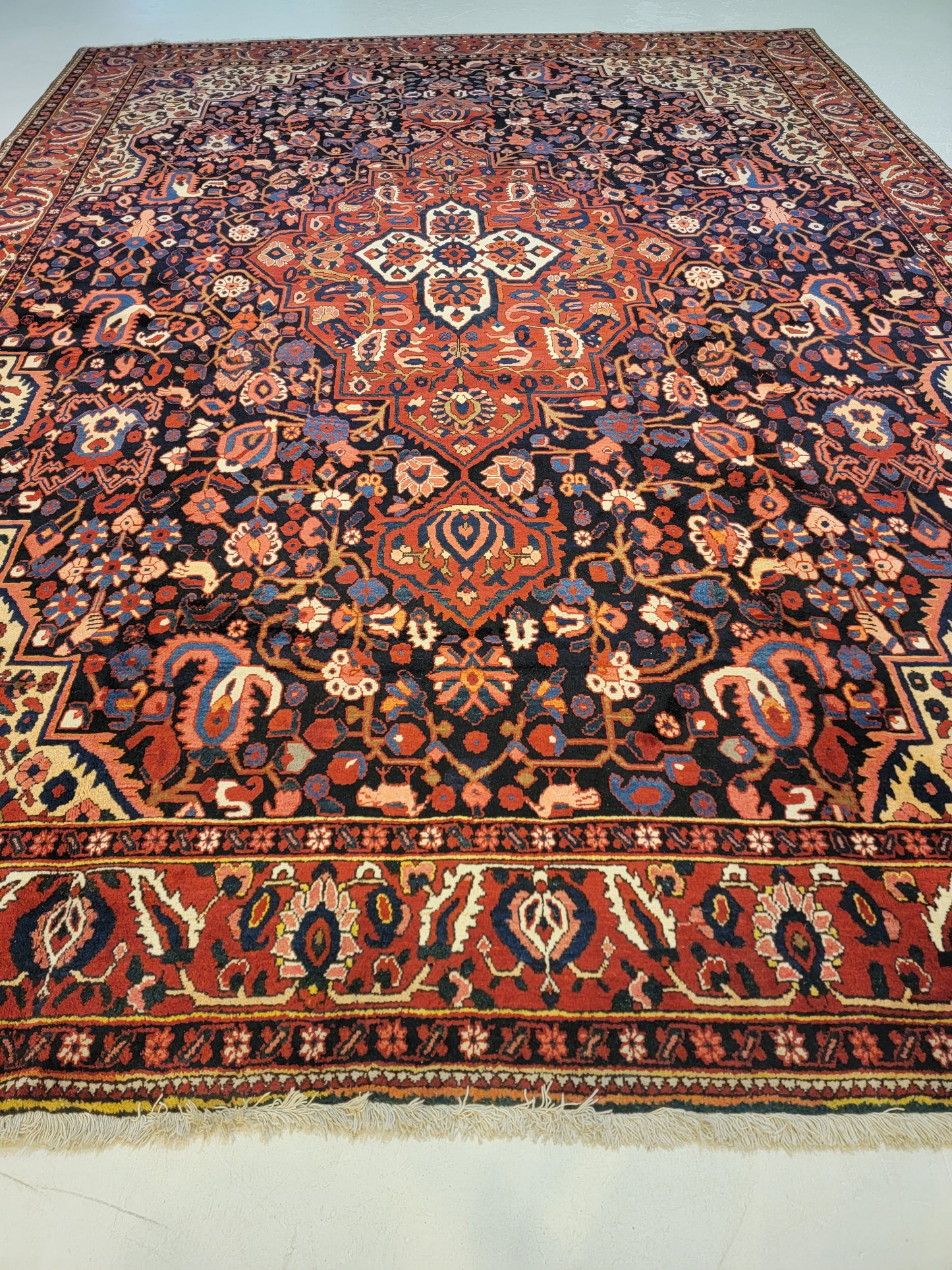 Antique Hand-Knotted Wool Rug Bakhtiari 10'4" x 13'8"