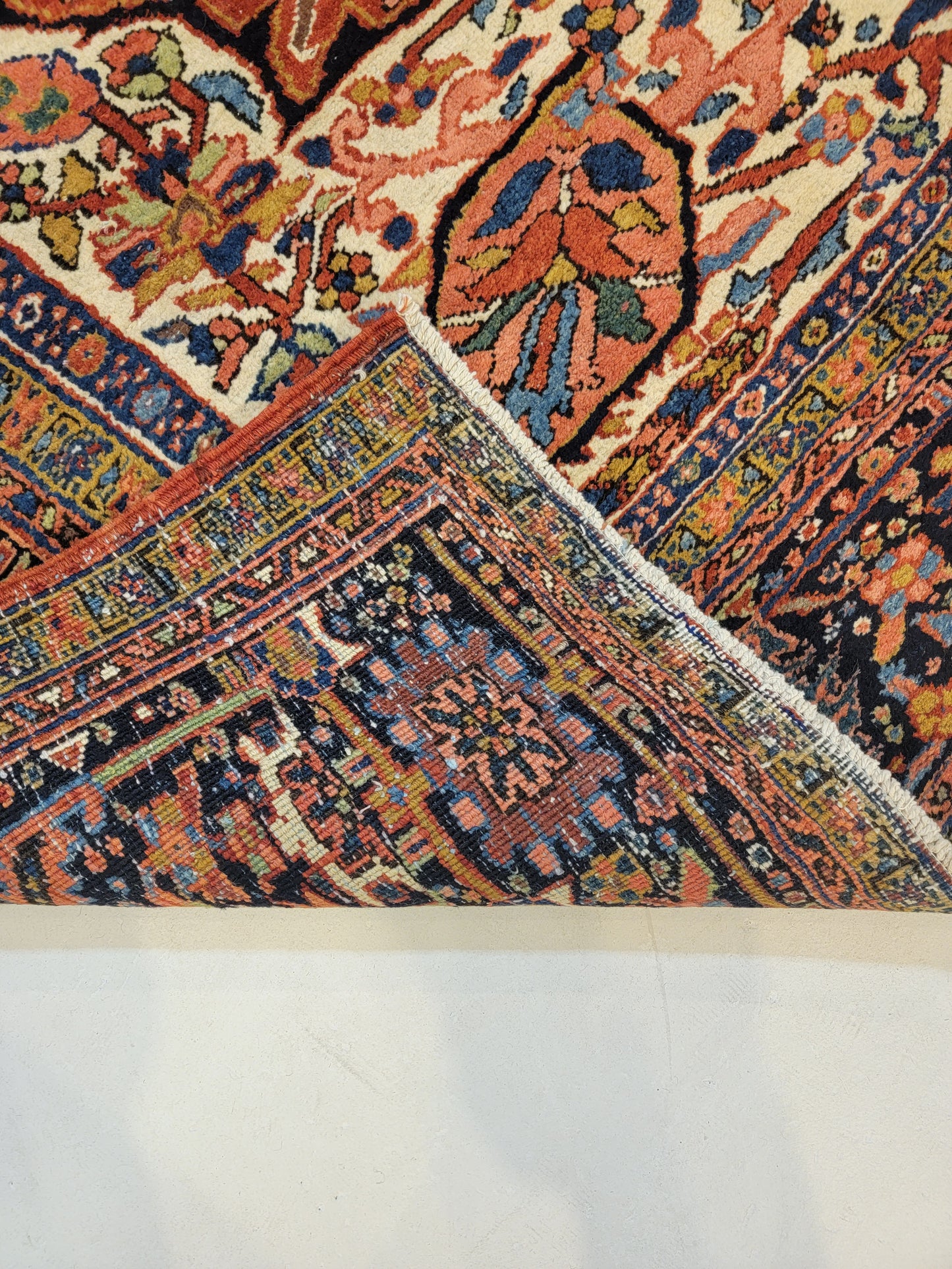 Antique Hand-Knotted Wool Rug Heriz 9'9" x 11'10"