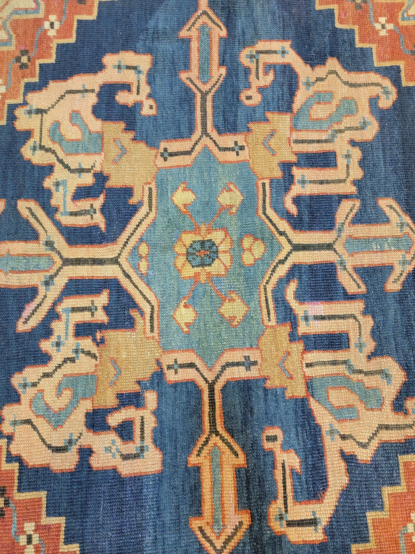 Antique Hand-Knotted Wool Area Rug Serapi 11'6" x 13'4"