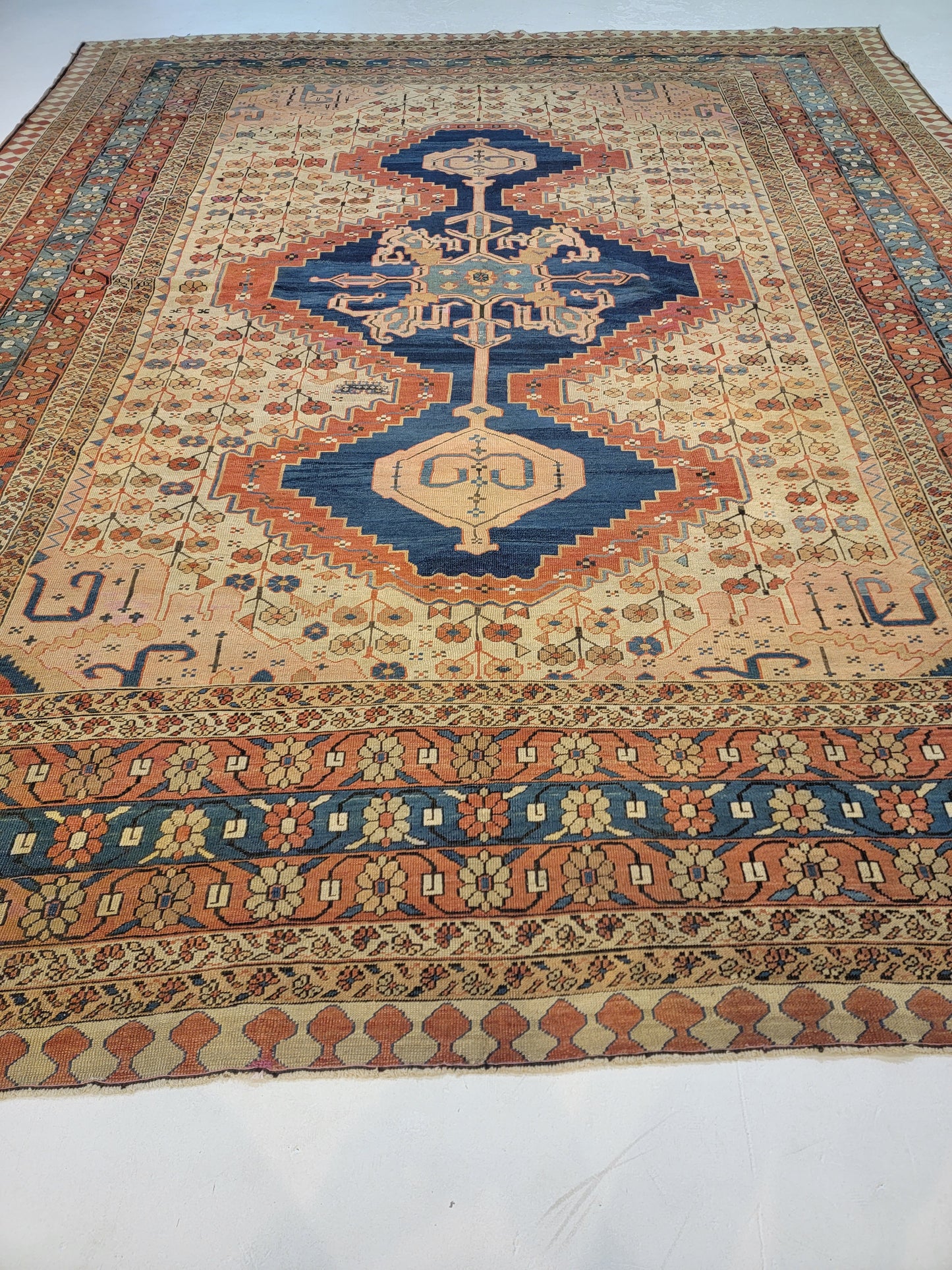 Antique Hand-Knotted Wool Area Rug Serapi 11'6" x 13'4"