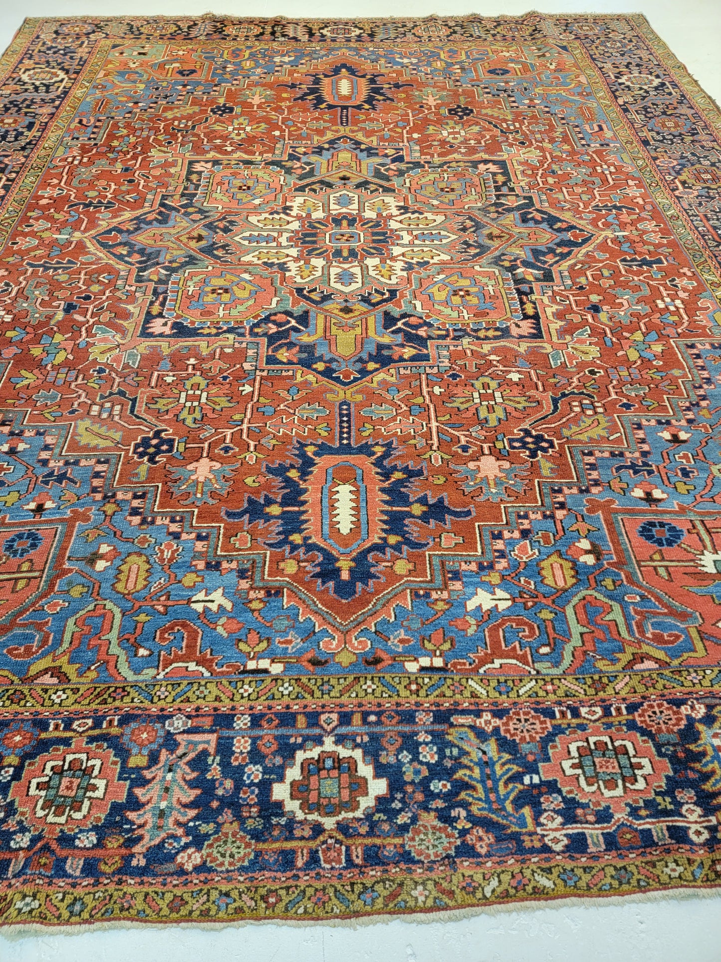 Antique Hand-Knotted Wool Area Rug Heriz Karajeh 10'3" x 12'6"